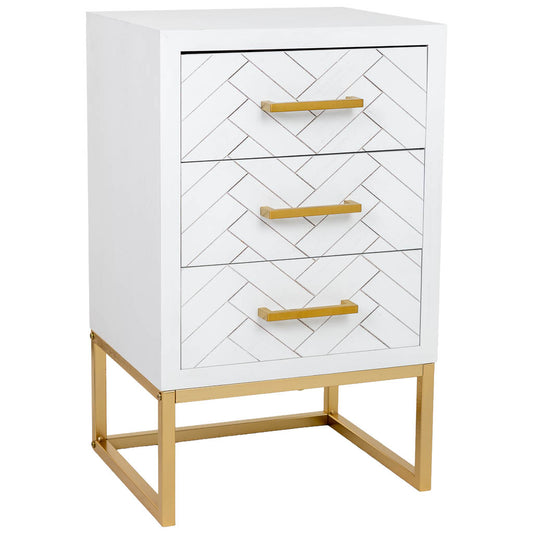 MESITA DE NOCHE MARTA BLANC INDUSTRIAL 3 CAJONES image 0