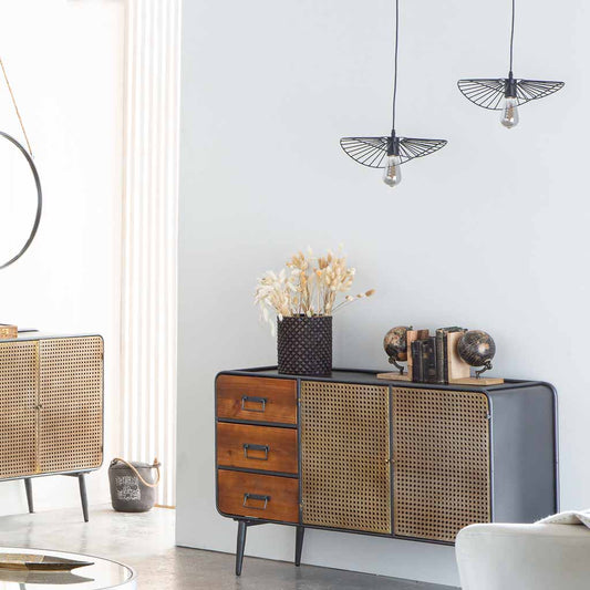 APARADOR AIKO DE METAL CON 3 CAJONES Y 2 PUERTAS MARRÓN image 0