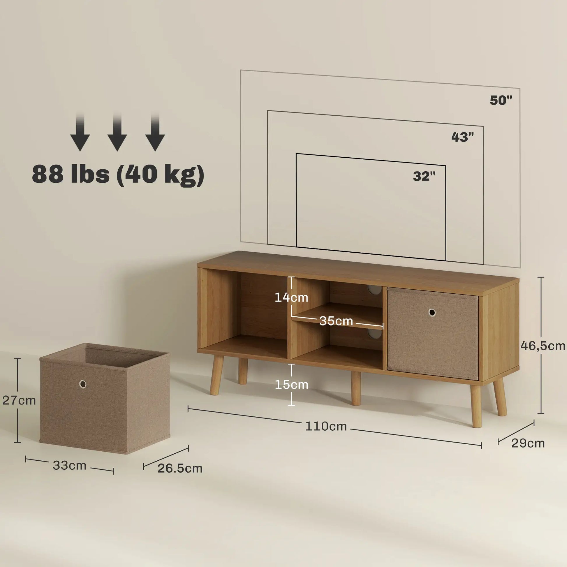 MUEBLE TV 110 CM MADERA & MARRÓN image 7