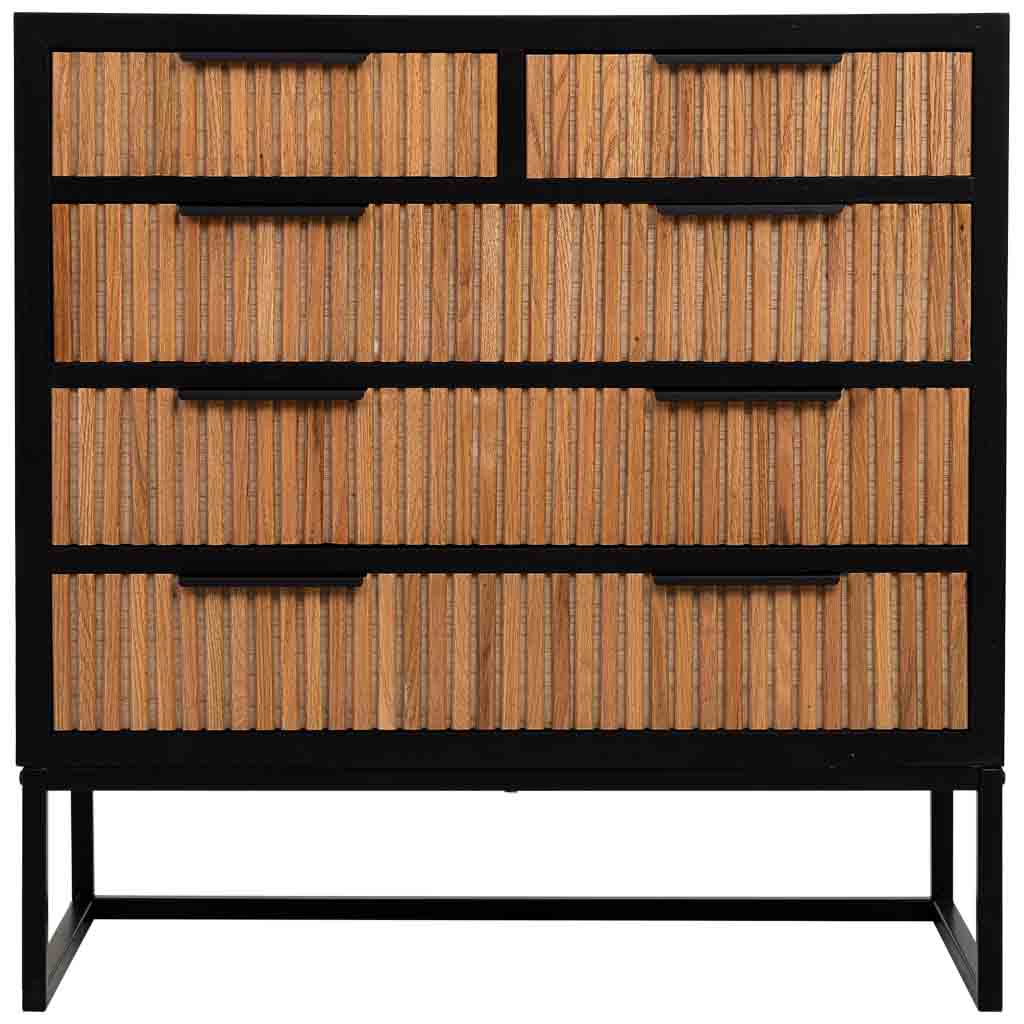 CÓMODA SAORI DE 5 CAJONES DE MADERA Y METAL NEGRO image 4