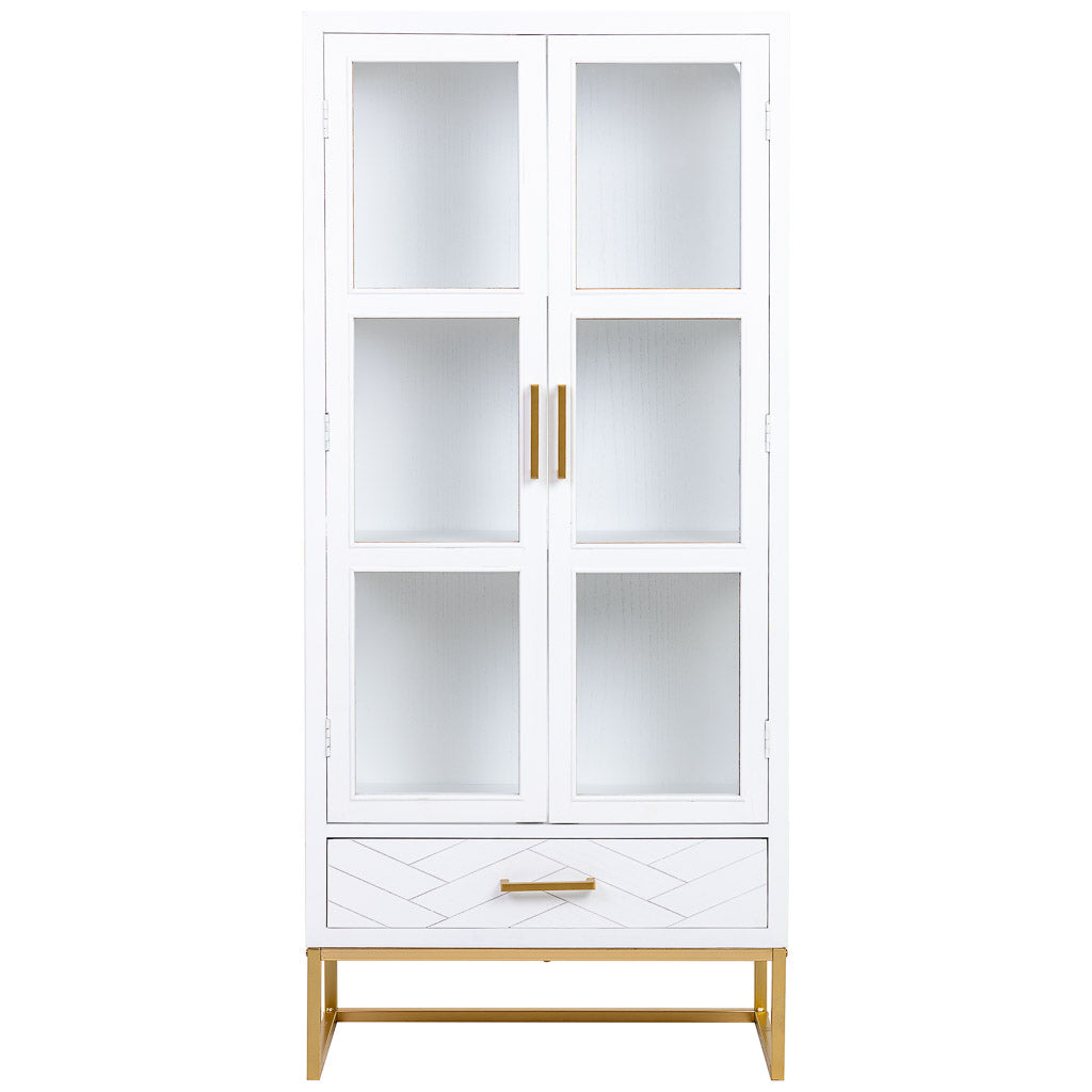 VITRINA MARTA DE MADERA Y METAL BLANCO 2 PUERTAS Y 1 CAJÓN image 2