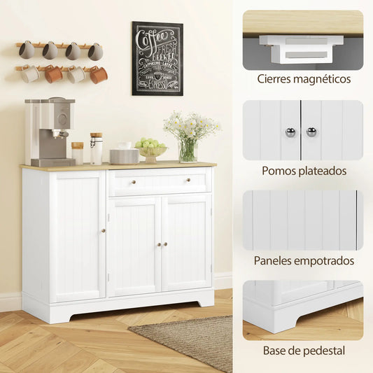 APARADOR DE COCINA BLANCO Y ROBLE 105 CM – MODELO SIERRA image 0