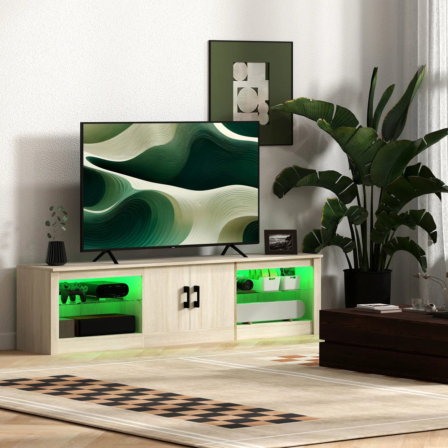 Mueble TV Moderno Roble 180 cm con LED RGB image 0