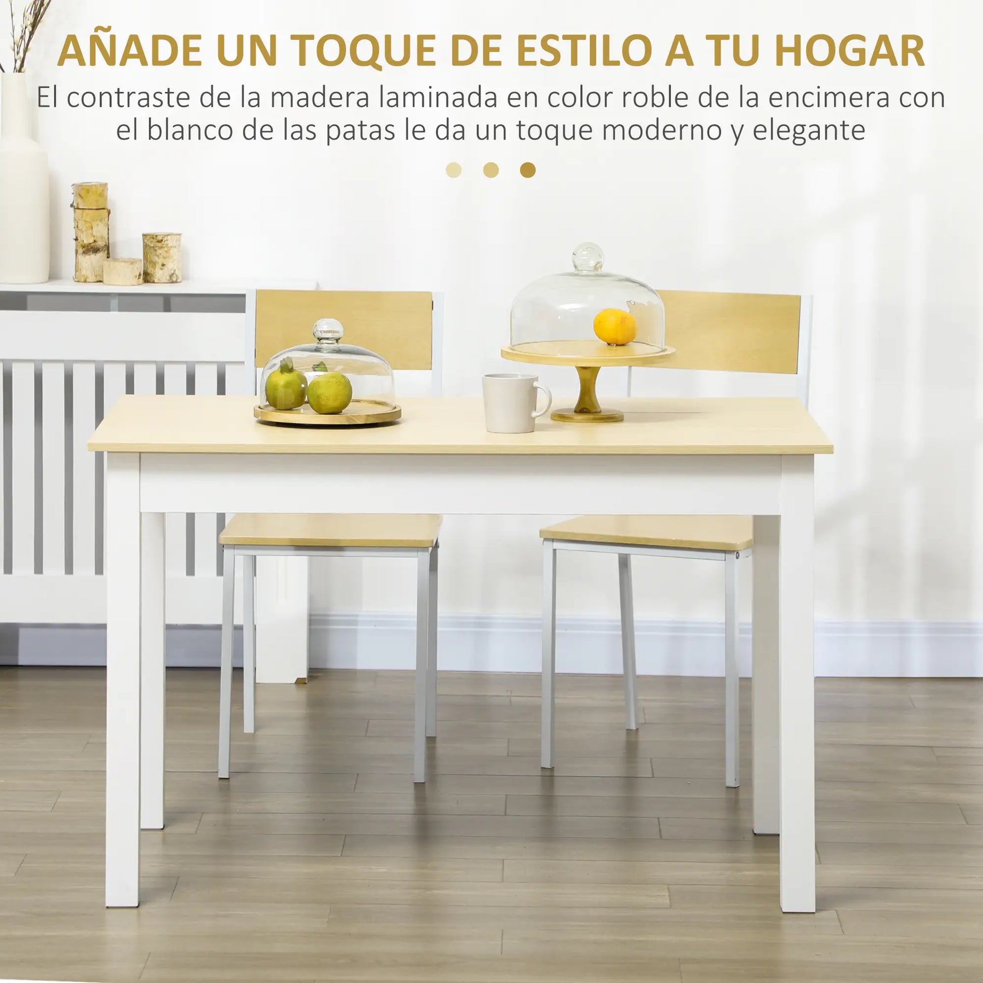MESA DE COMEDOR PARA 4-6 PERSONAS – ROBLE Y BLANCO image 2