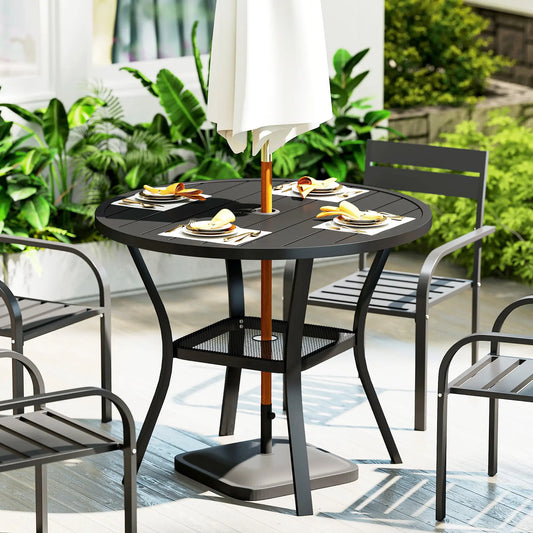 MESA DE COMEDOR EXTERIOR REDONDA BLACK SHADE Ø90 CM – CON ORIFICIO PARA SOMBRILL image 0