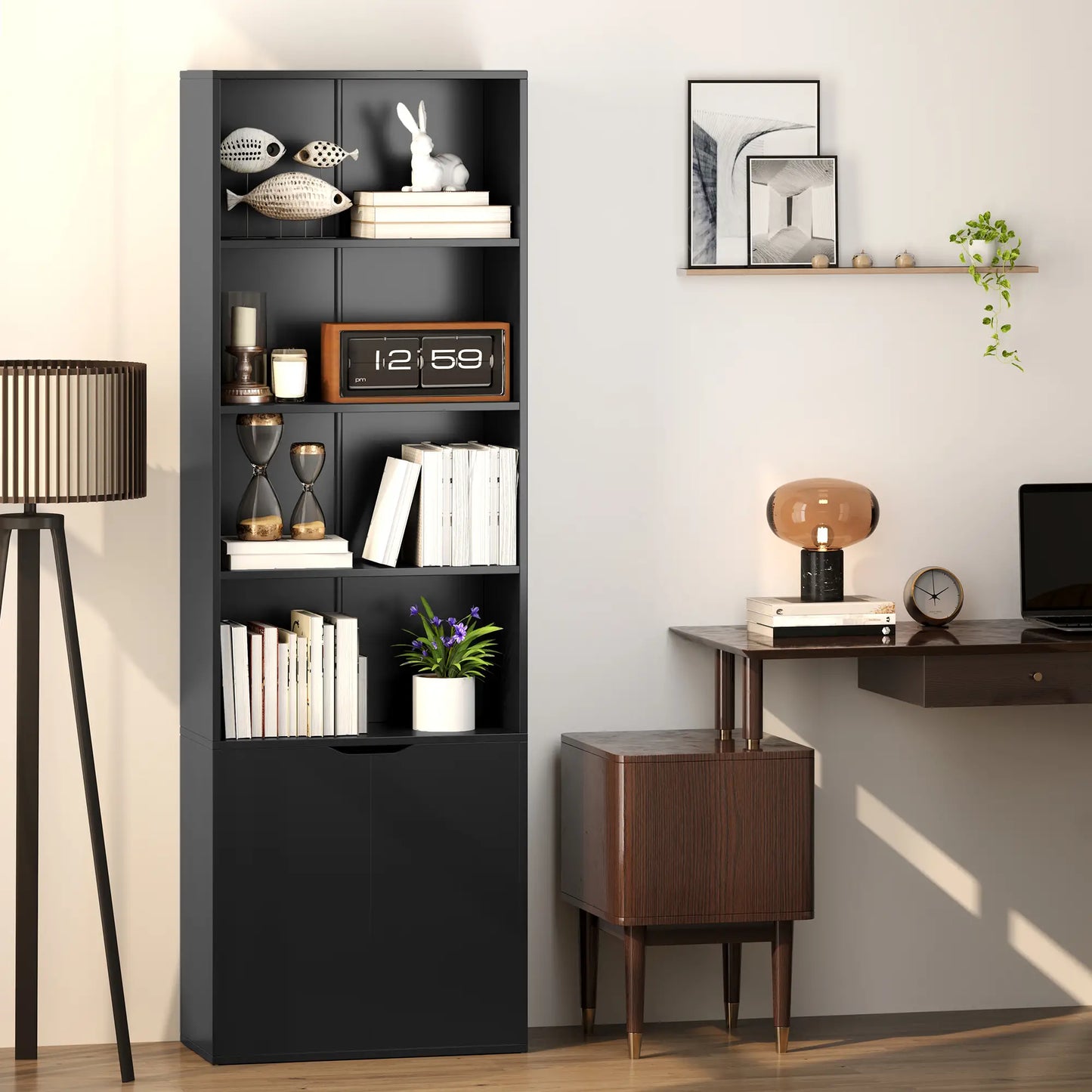 📚 Librería Vertical NEXUS – 6 Niveles con Puerta 180 cm