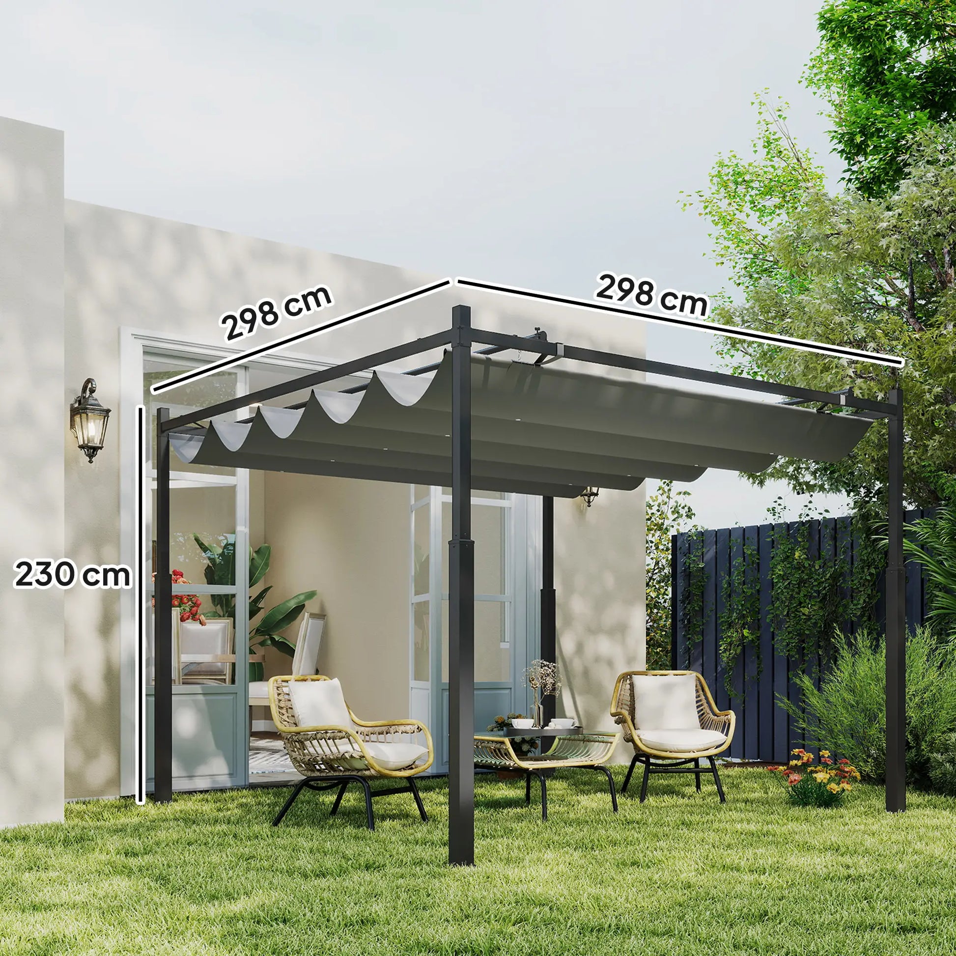 PÉRGOLA DE JARDÍN SOMBRAZEN 3X3 CON TECHO RETRÁCTIL Y SISTEMA MAGNÉTICO image 6