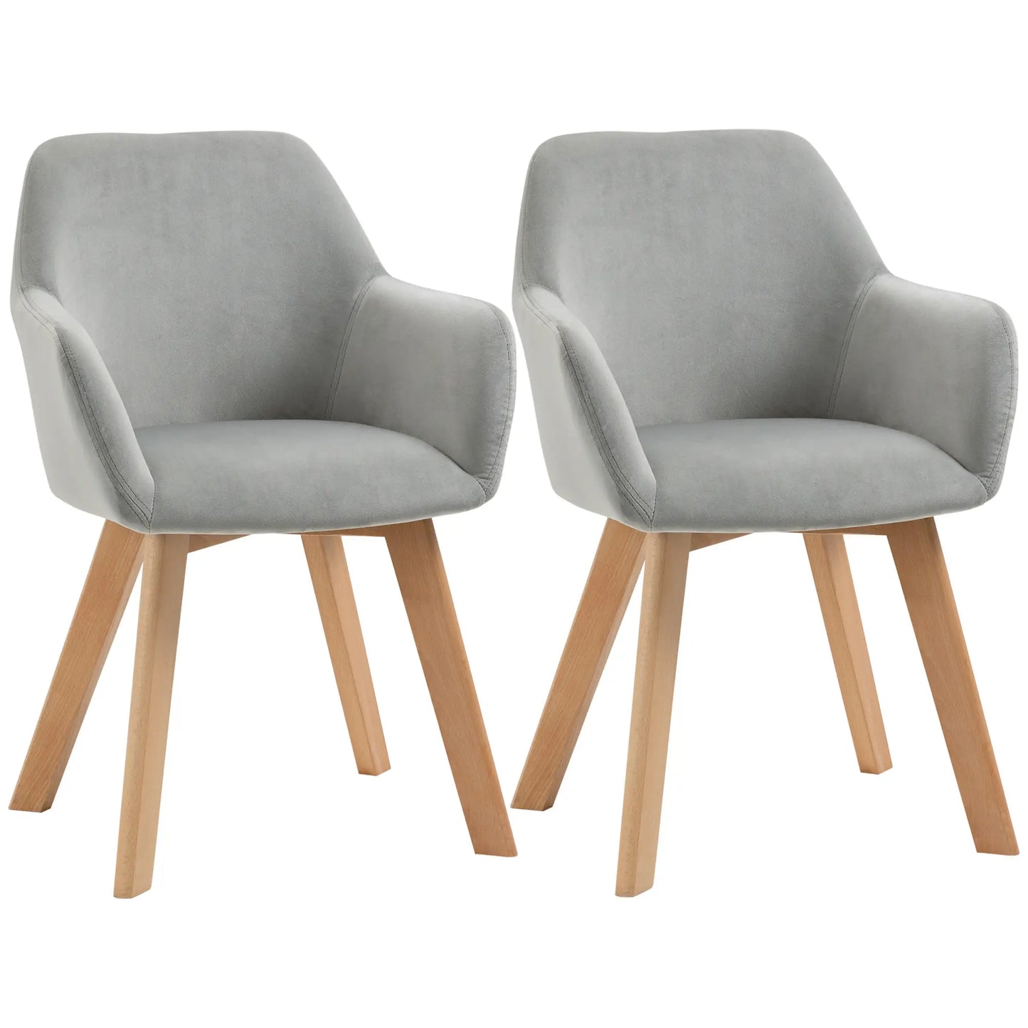 JUEGO DE 2 SILLAS DE COMEDOR TERCIPELO GRIS – MODELO LUNA image 2