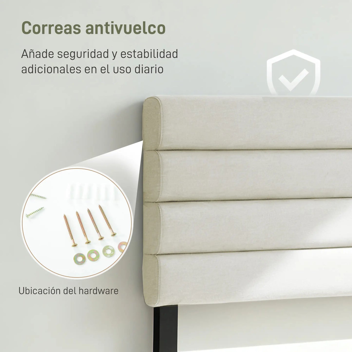 CABECERO DE CAMA LINO BEIGE AJUSTABLE 140 CM image 2