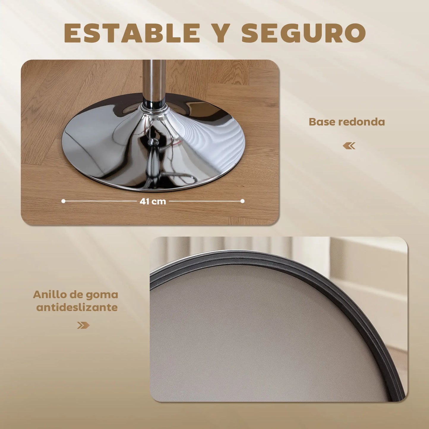 🪑 Juego de 2 Taburetes Altos de Cocina Giratorios con Altura Ajustable – Tapizados en Tela Beige con Respaldo y Reposapiés