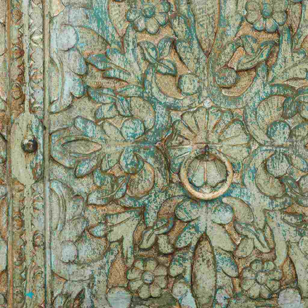 APARADOR DALIAN ARTESANAL DE MADERA TALLADA VERDE AGUAMARINA image 5