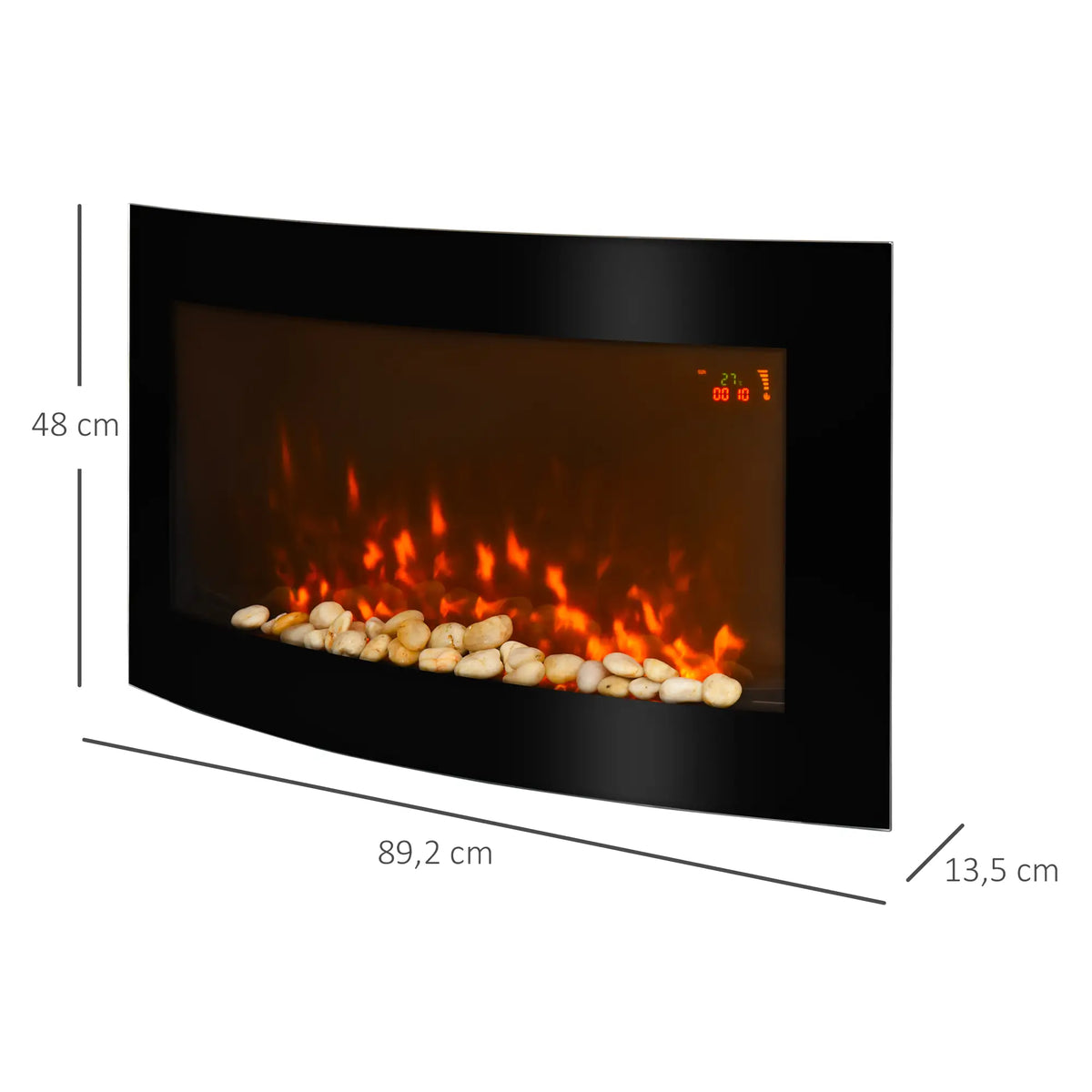 🔥 CHIMENEA ELÉCTRICA WALL FLAME 90 – DE PARED NEGRA CON LED MULTICOLOR Y MANDO A DISTANCIA