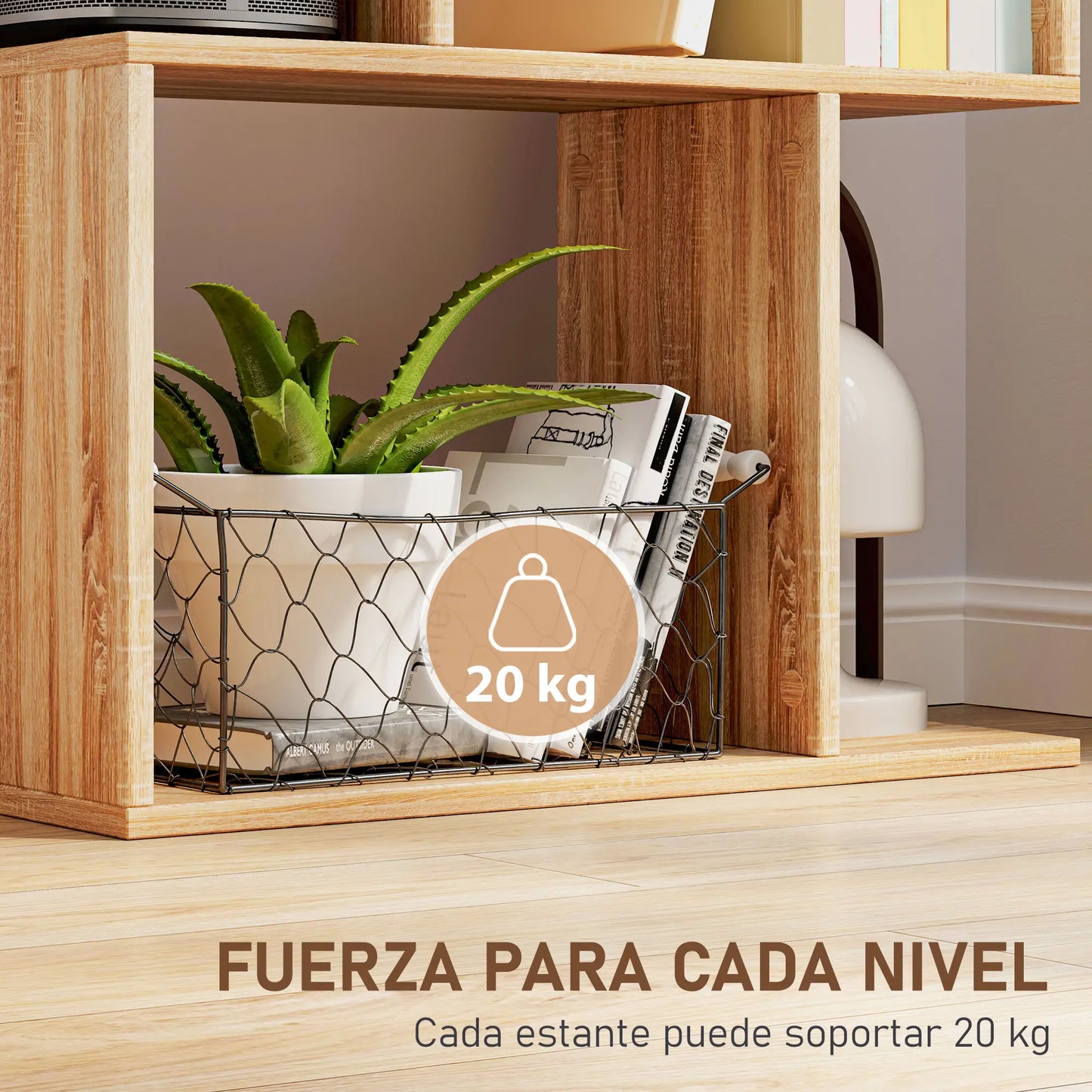 📚 Librería Diseño ONDA – Estantería en Forma de S 5 Niveles