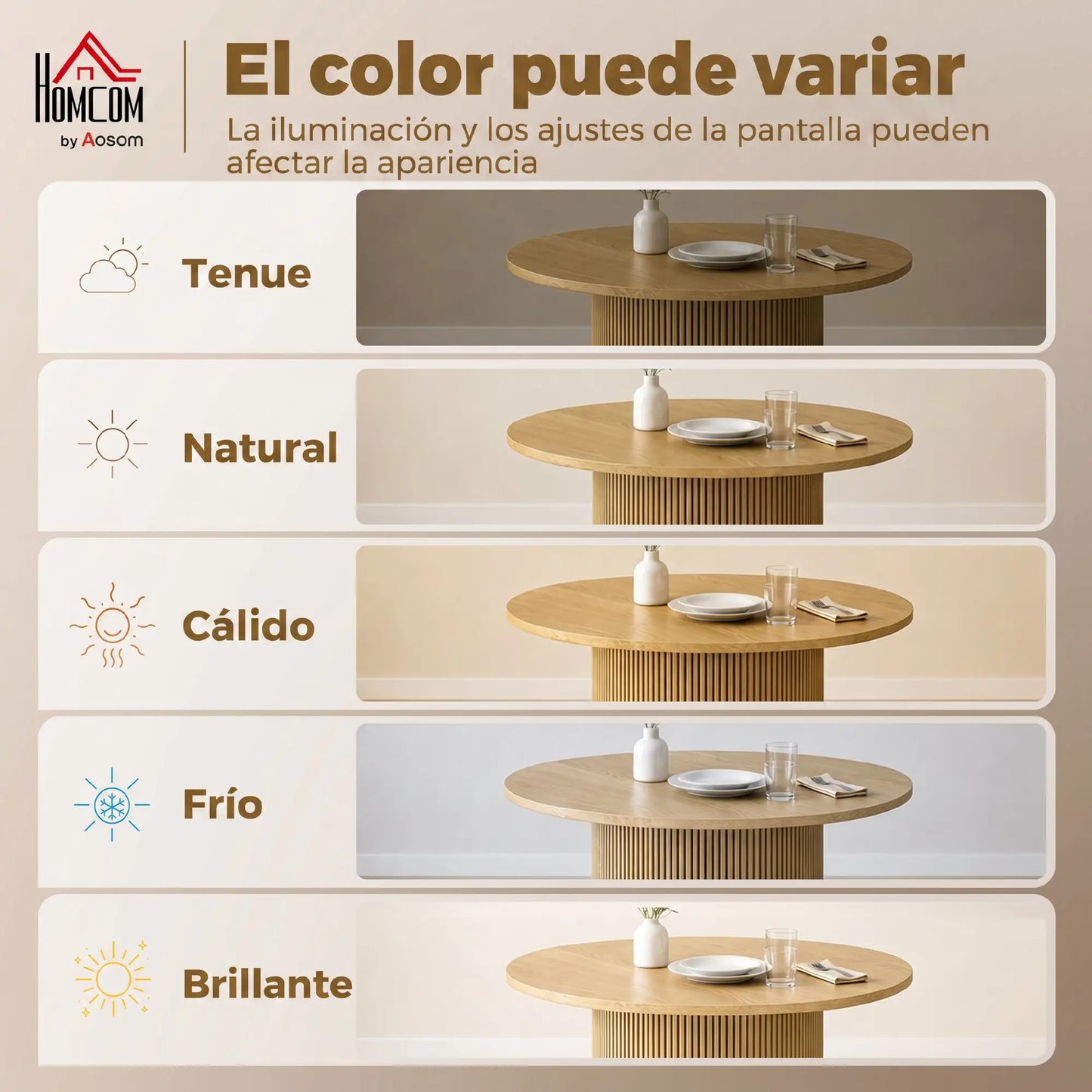 🪵 MESA DE COMEDOR REDONDA ROBLE 110 CM – DISEÑO MODERNO CON PEDESTAL ACANALADO