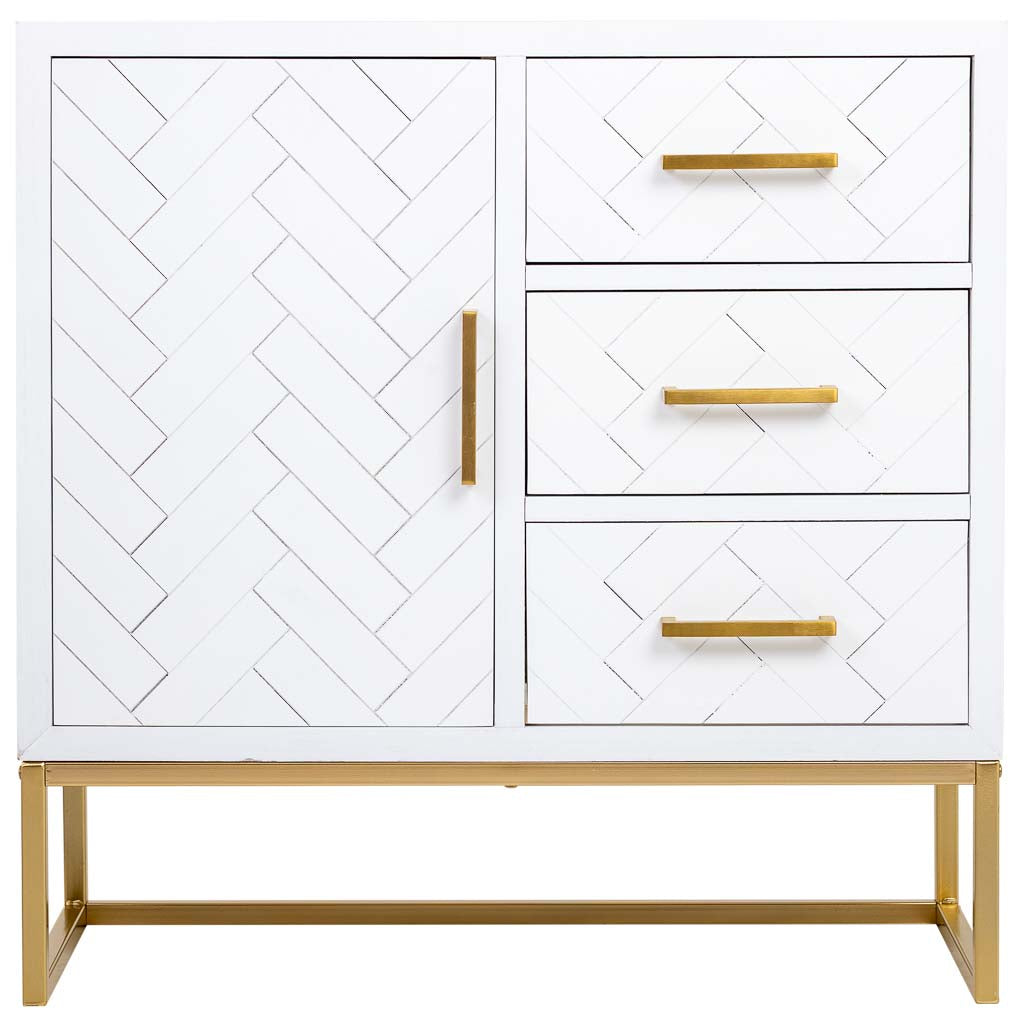 APARADOR MARTA DE MADERA Y METAL BLANCO 1 PUERTA + 3 CAJONES image 3