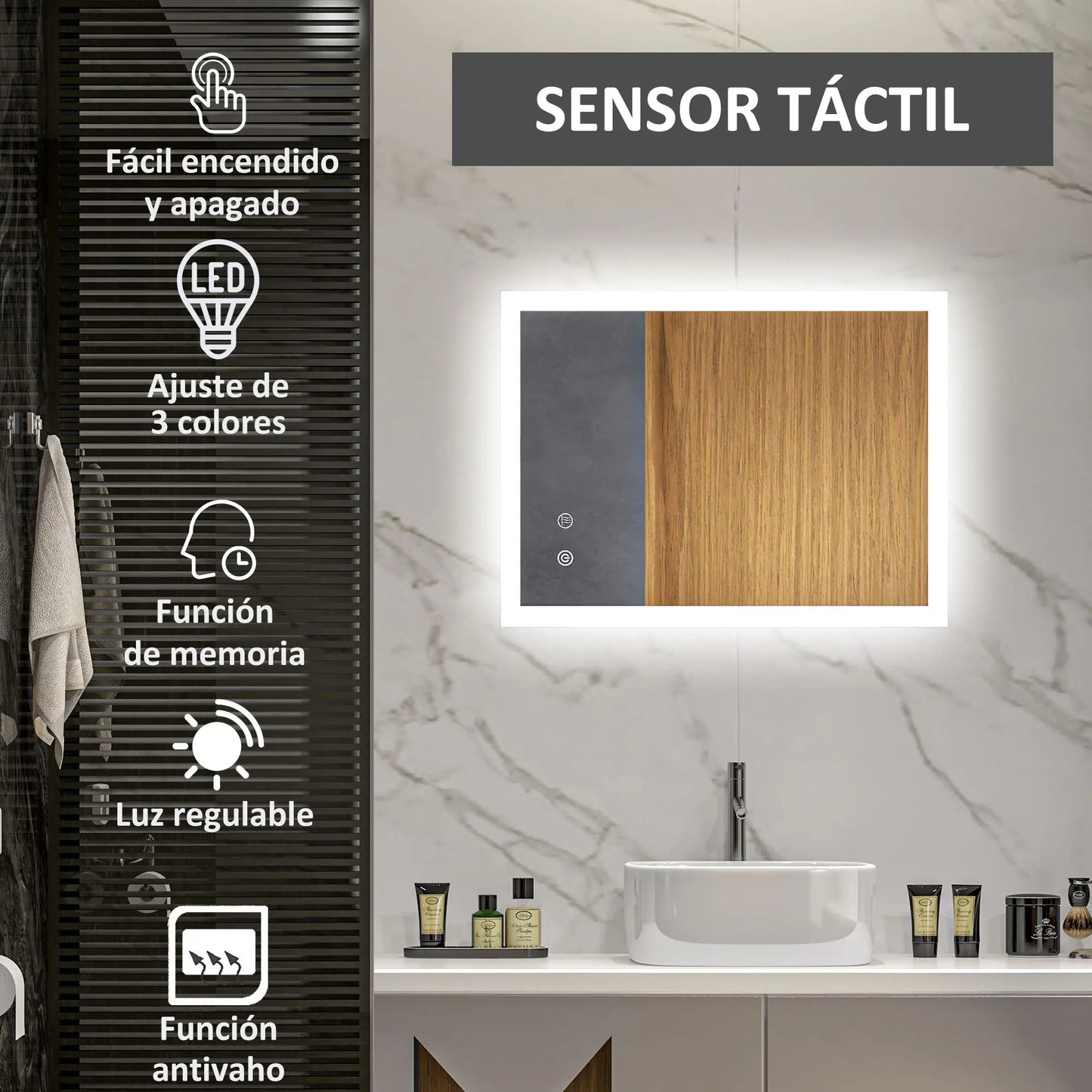 ESPEJO DE BAÑO LED LUMINA VELUX 70X50 ANTIVAHO RETROILUMINADO image 5