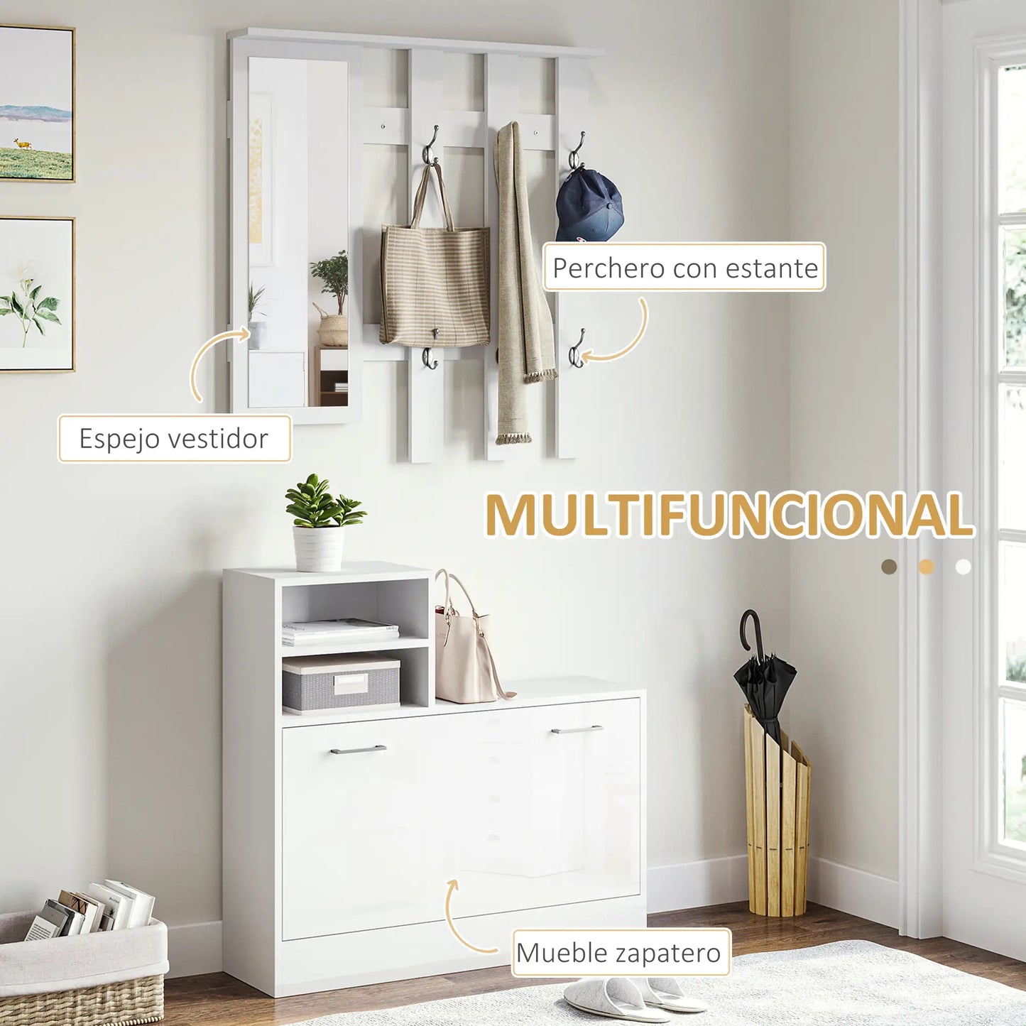 RECIBIDOR BRIGHT&STORE WHITE 3 EN 1 image 5