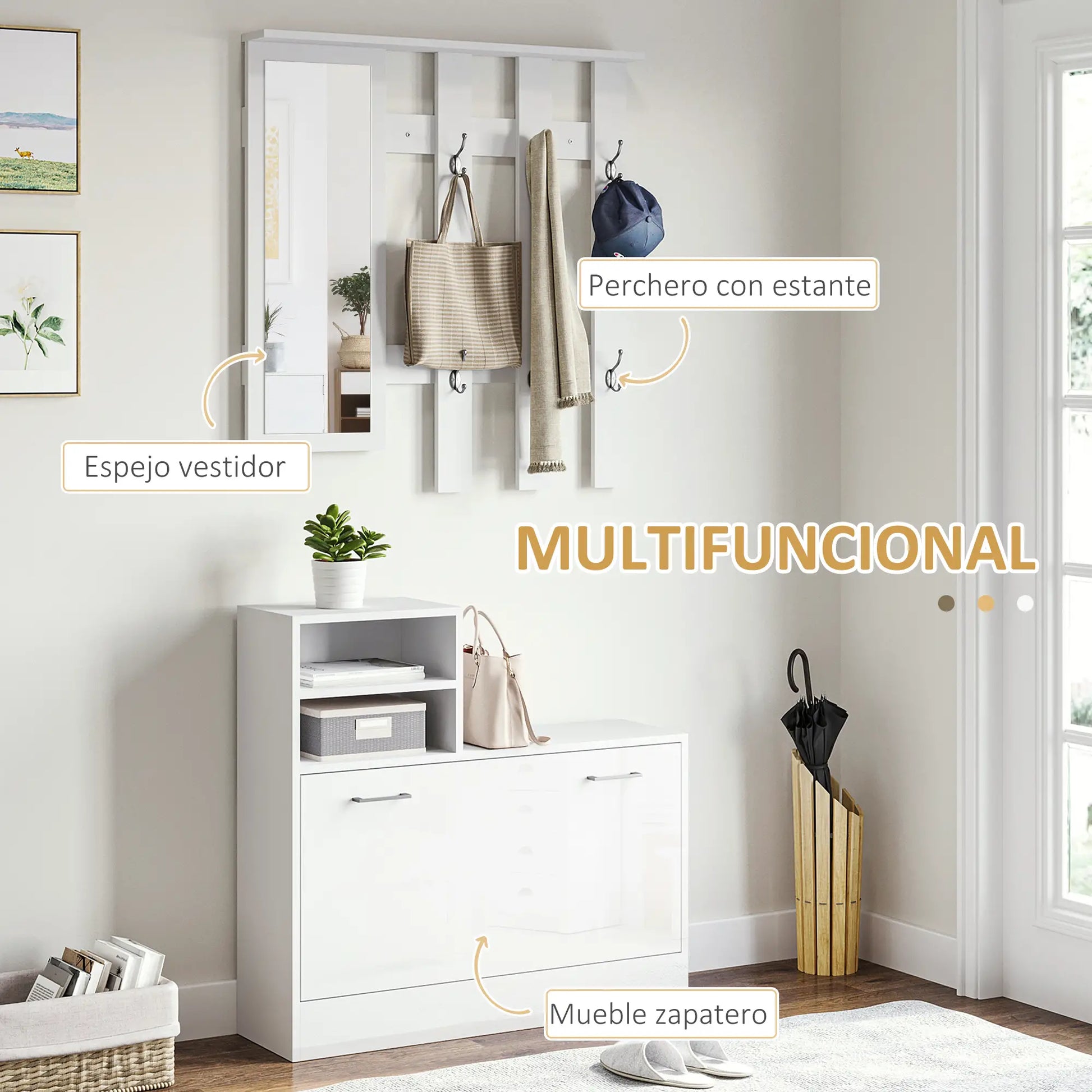 RECIBIDOR BRIGHT&STORE WHITE 3 EN 1 image 5