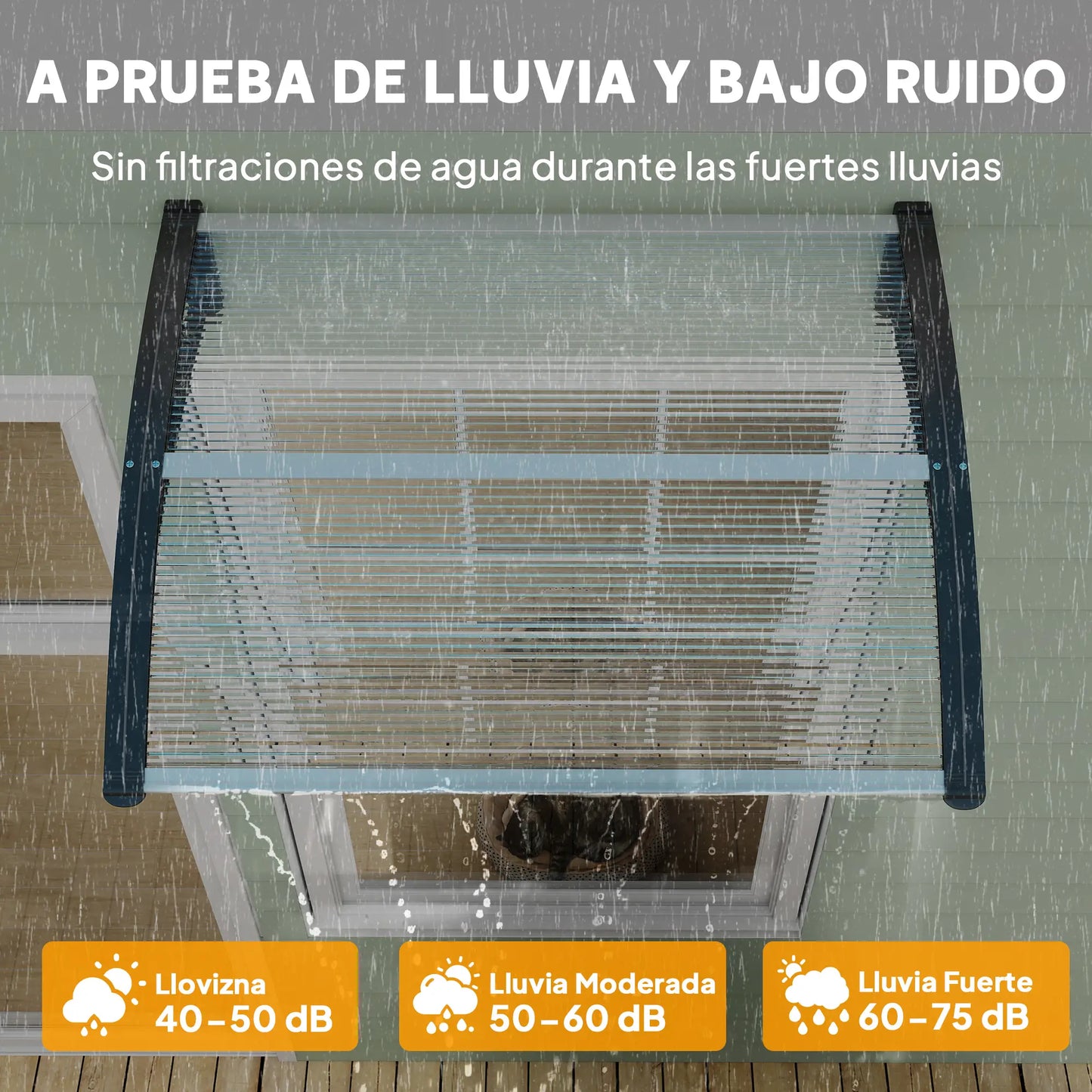 MARQUESINA EXTERIOR AURORA CLEAR PARA PUERTA Y VENTANA image 3