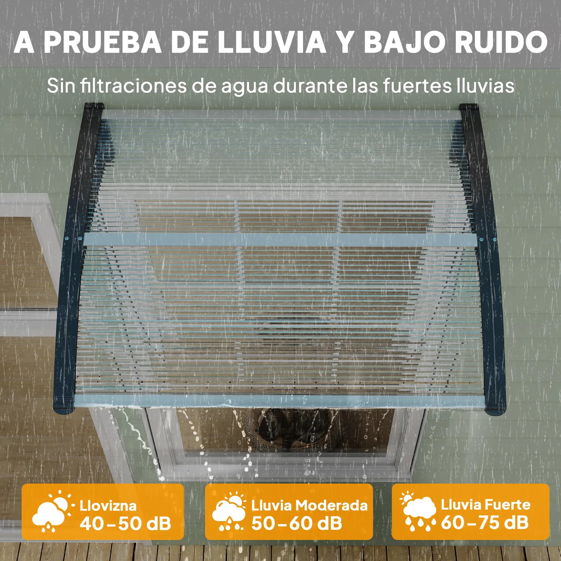 MARQUESINA EXTERIOR AURORA CLEAR PARA PUERTA Y VENTANA image 3