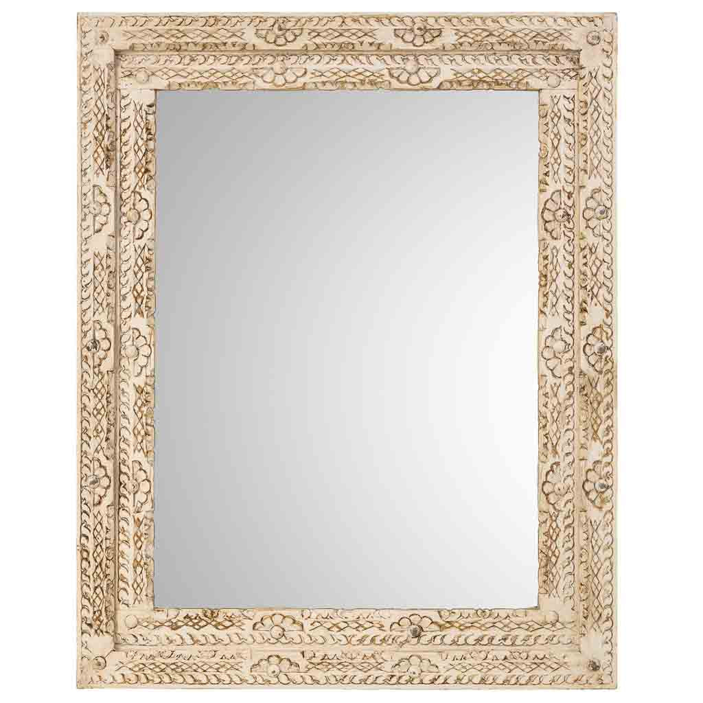 ESPEJO DALIAN ARTESANAL BLANCO DE MADERA image 2