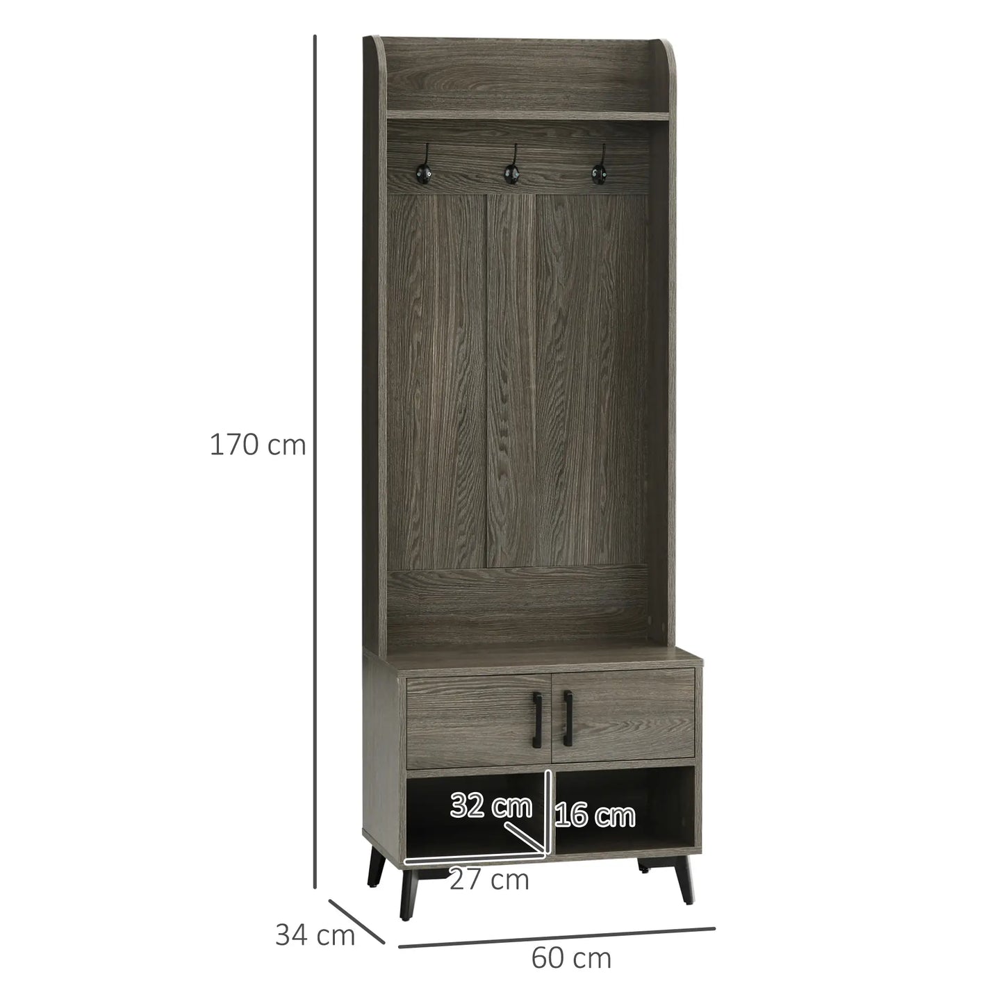 PERCHERO RUSTIC GREY STORAGE 4 EN 1 image 2