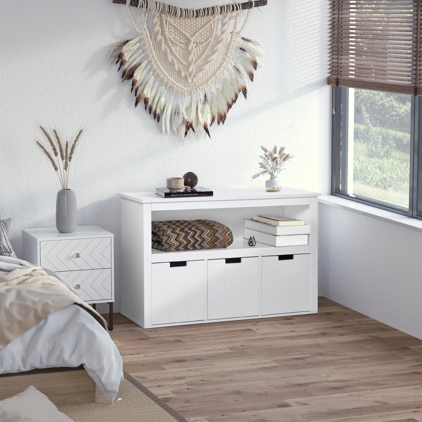 APARADOR DE SALÓN BLANCO CON 3 CAJONES Y ESTANTES – MODELO NORDIK image 0