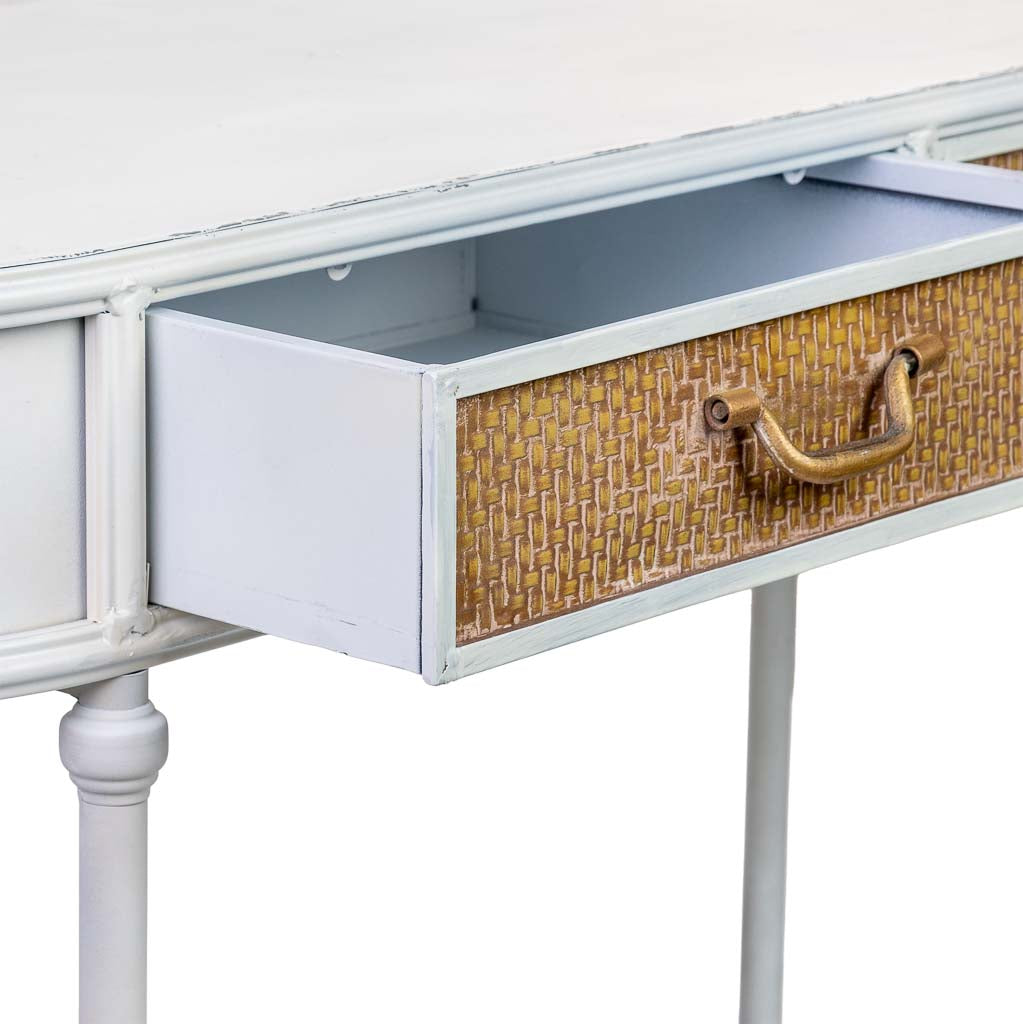 KIT RECIBIDOR ALKA DE METAL BLANCO ENVEJECIDO 2 CAJONES + 1 BALDA image 4