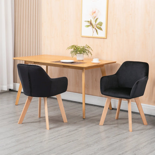 JUEGO DE 2 SILLAS DE COMEDOR MODERNAS TAPIZADAS EN TERCIOPELO – COLOR NEGRO image 0
