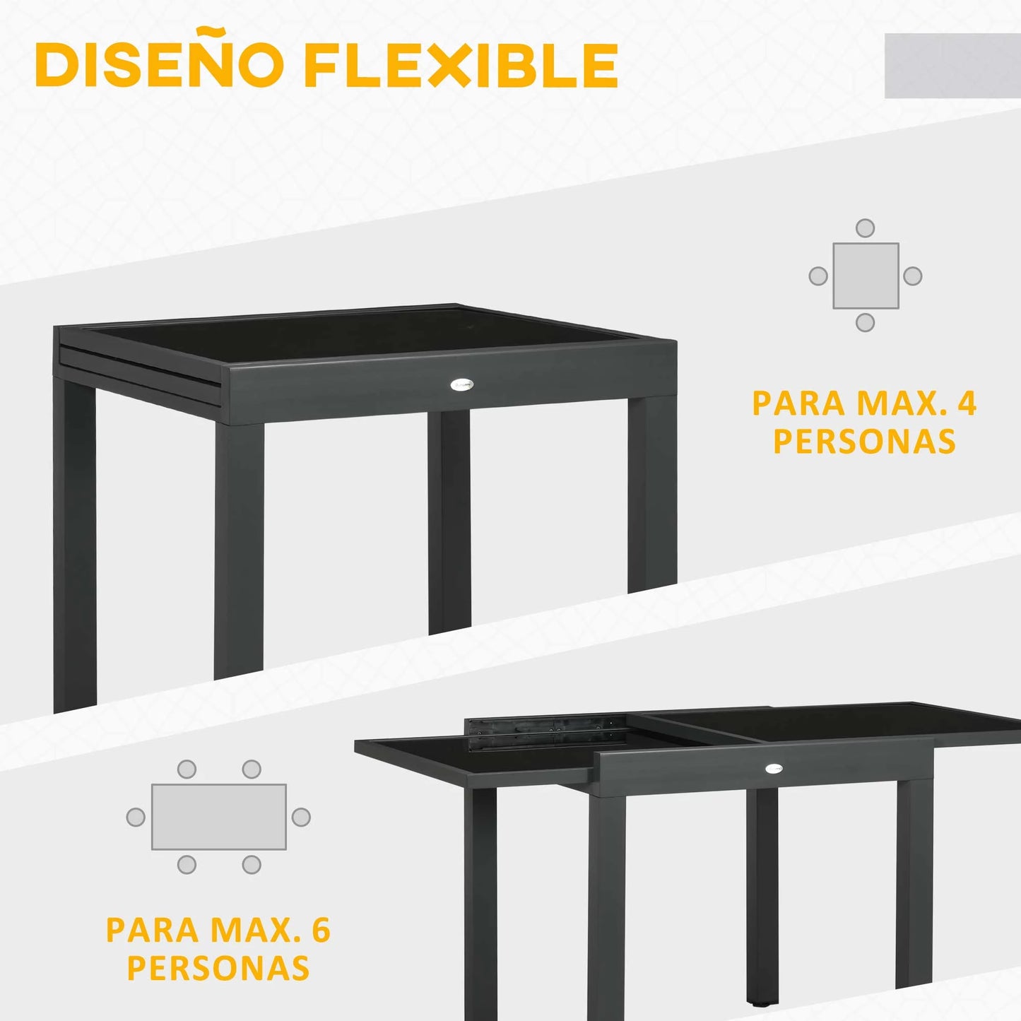MESA DE JARDÍN EXTENSIBLE ALUMINIO NEGRO MODELO BAHÍA image 3