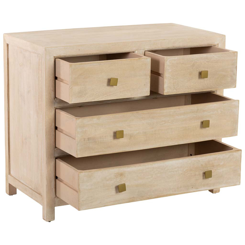 CÓMODA ALMA DE MADERA BLANCA 4 CAJONES image 1