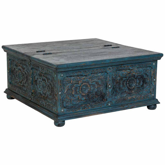 MESA DE CENTRO DALIAN ARTESANAL AZUL ENVEJECIDO image 0