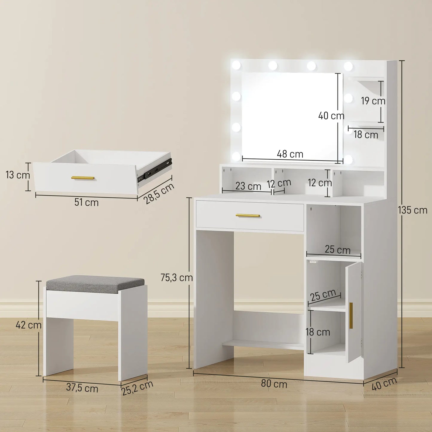 TOCADOR HOLLYGLAM WHITE LED image 8