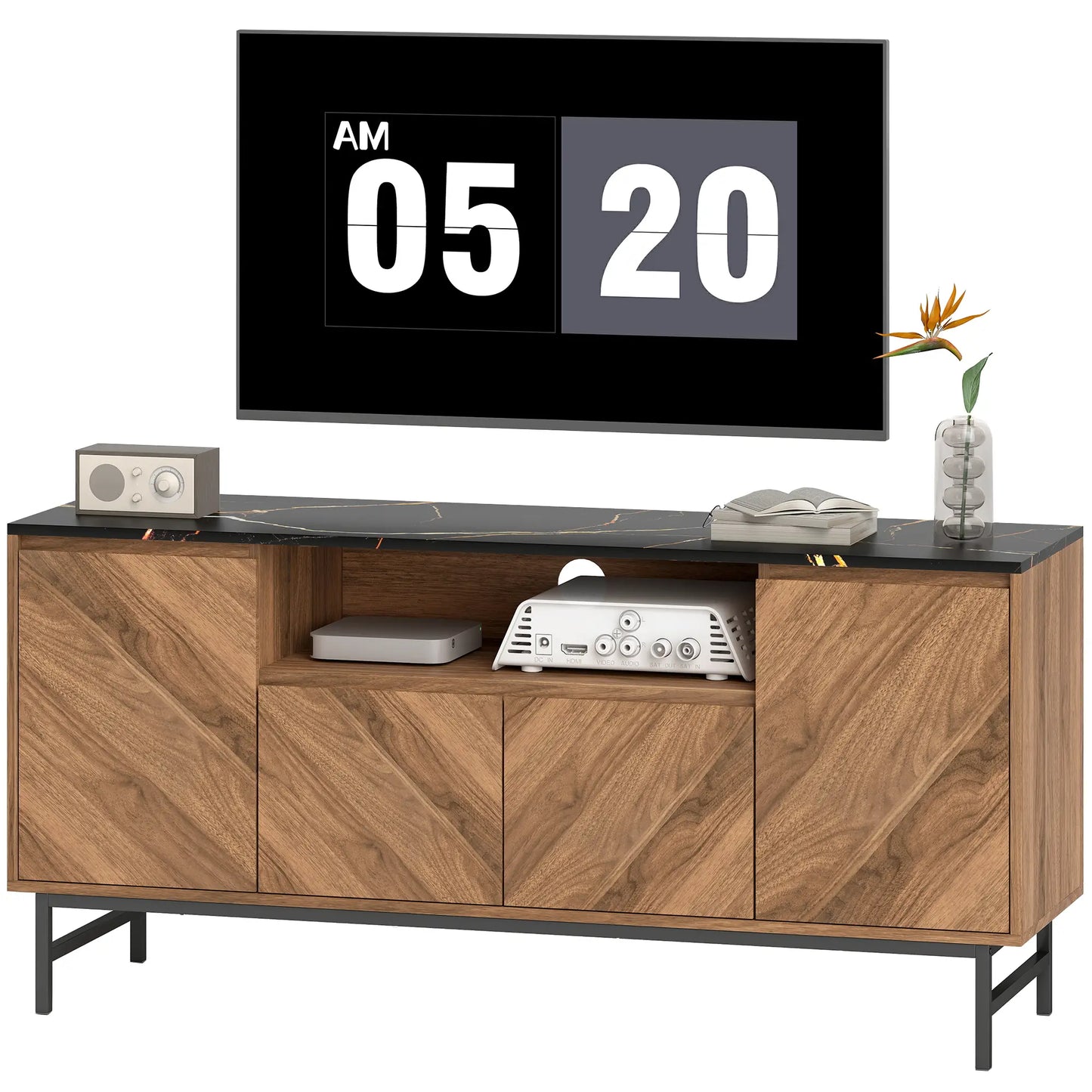 Mueble TV Nogal con Encimera Efecto Mármol image 5