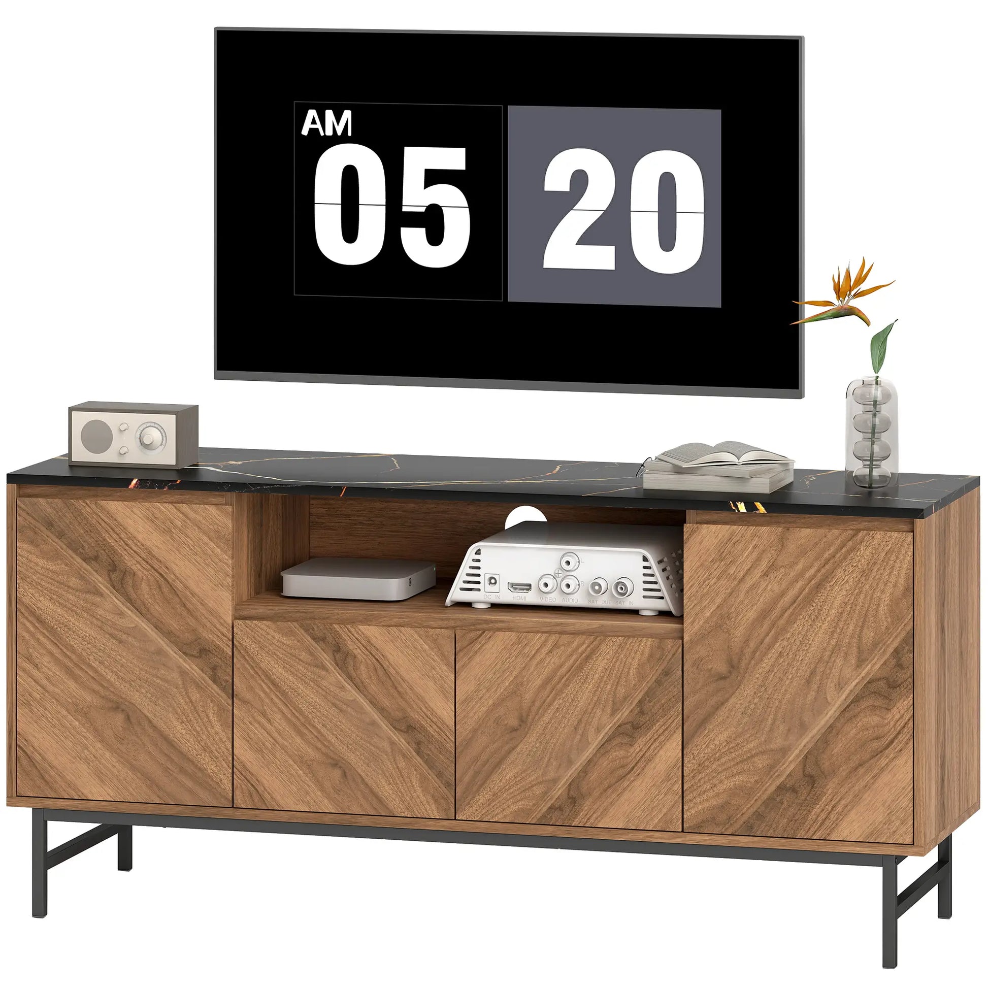 Mueble TV Nogal con Encimera Efecto Mármol image 5