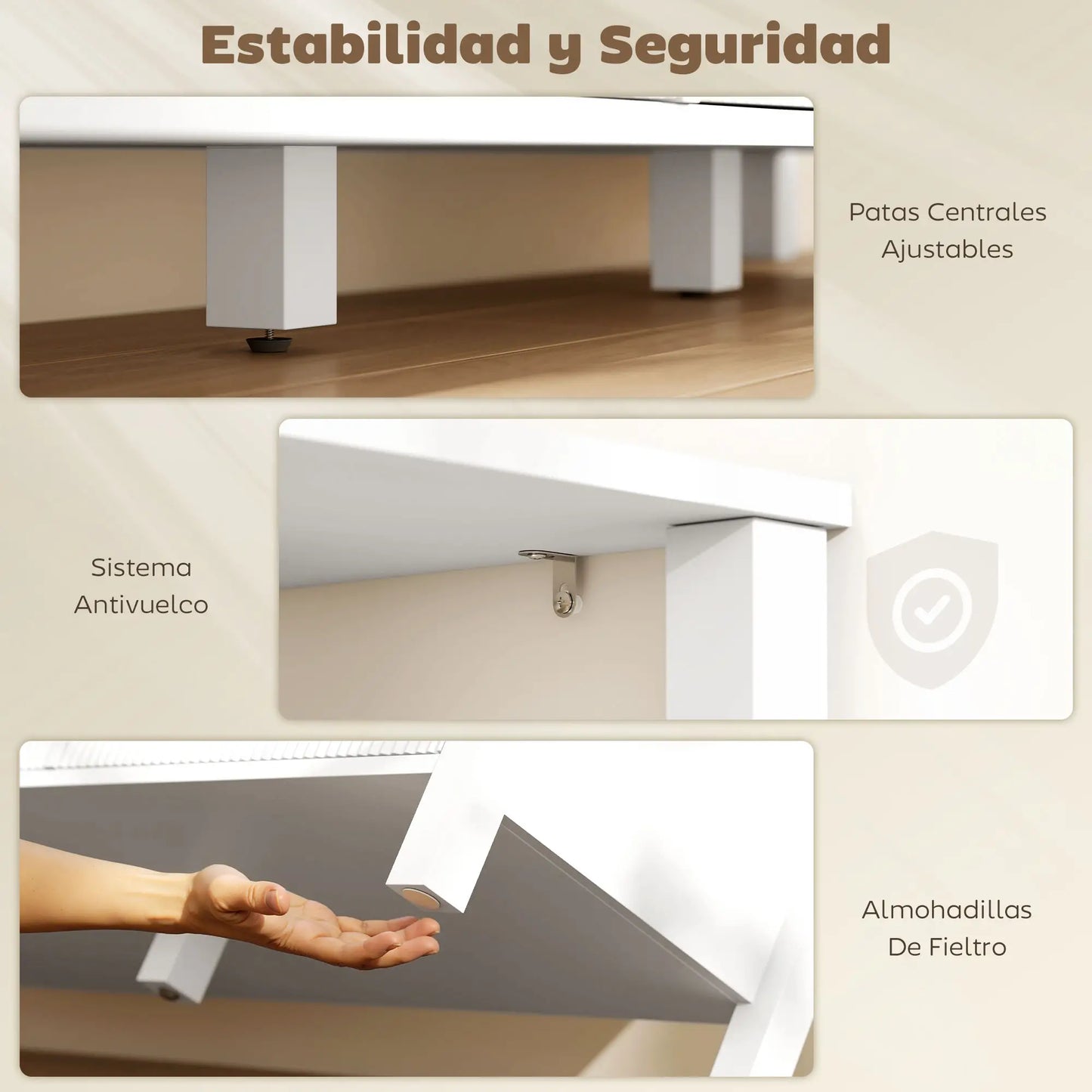 MUEBLE TV DISEÑO ESTRIADO 120 CM BLANCO & DORADO image 7