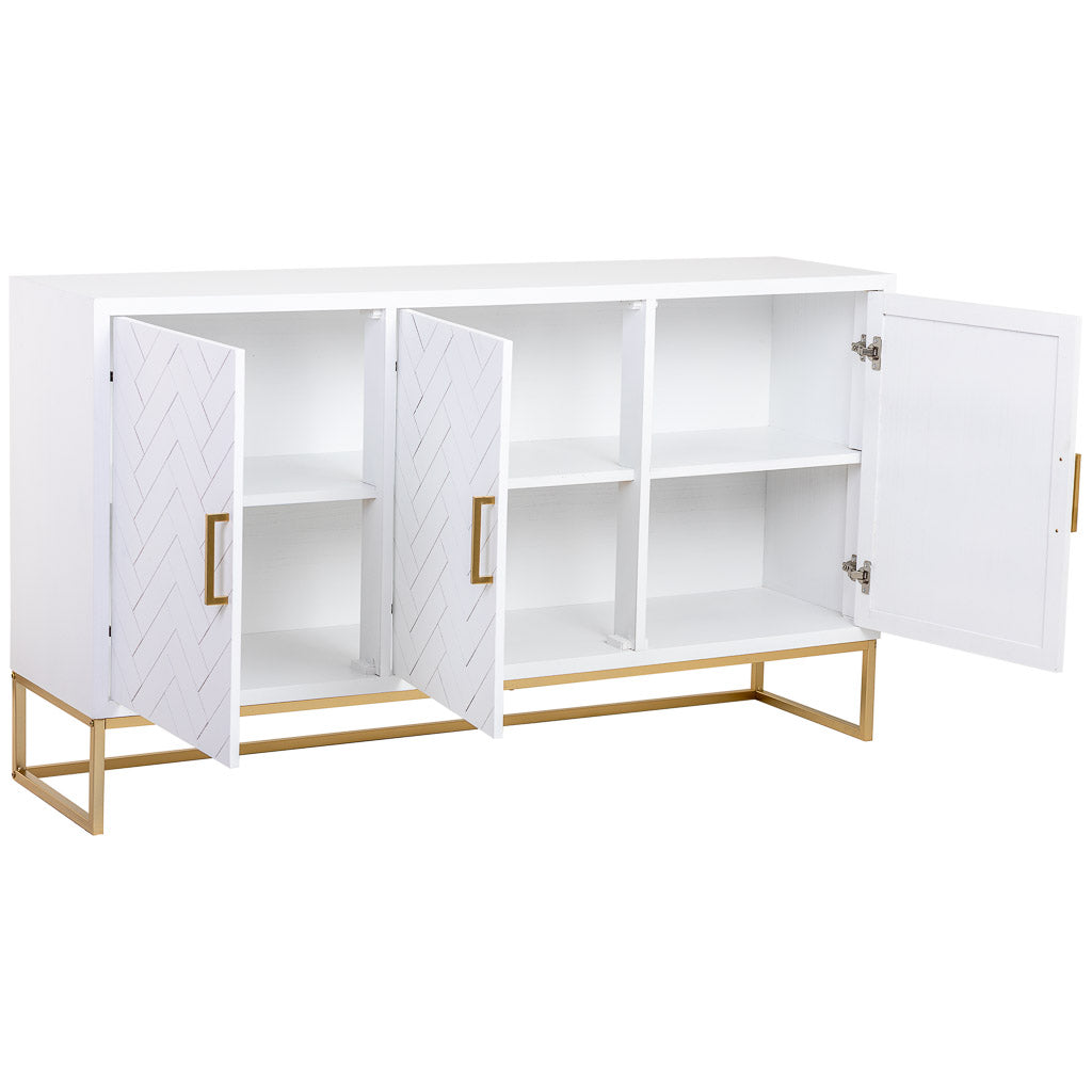 APARADOR MARTA DE MADERA Y METAL BLANCO 3 PUERTAS image 1