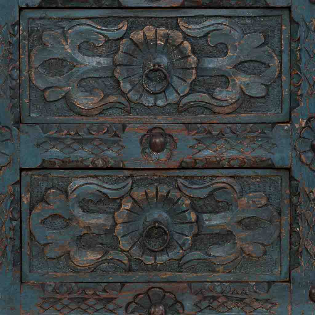 MESITA DE NOCHE DALIAN ARTESANAL AZUL PATINADO DE MADERA image 3