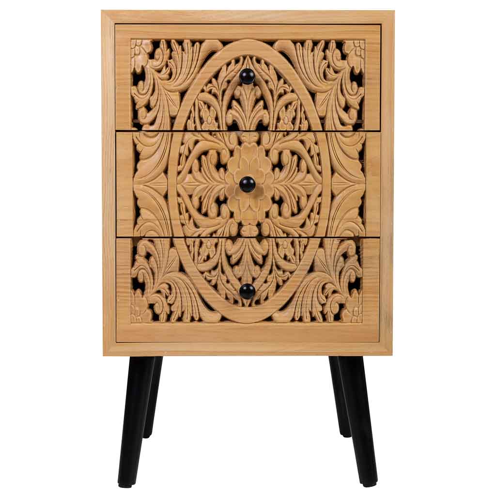 MESITA DE MADERA MARRÓN DE 3 CAJONES – COLECCIÓN DAVIS image 5