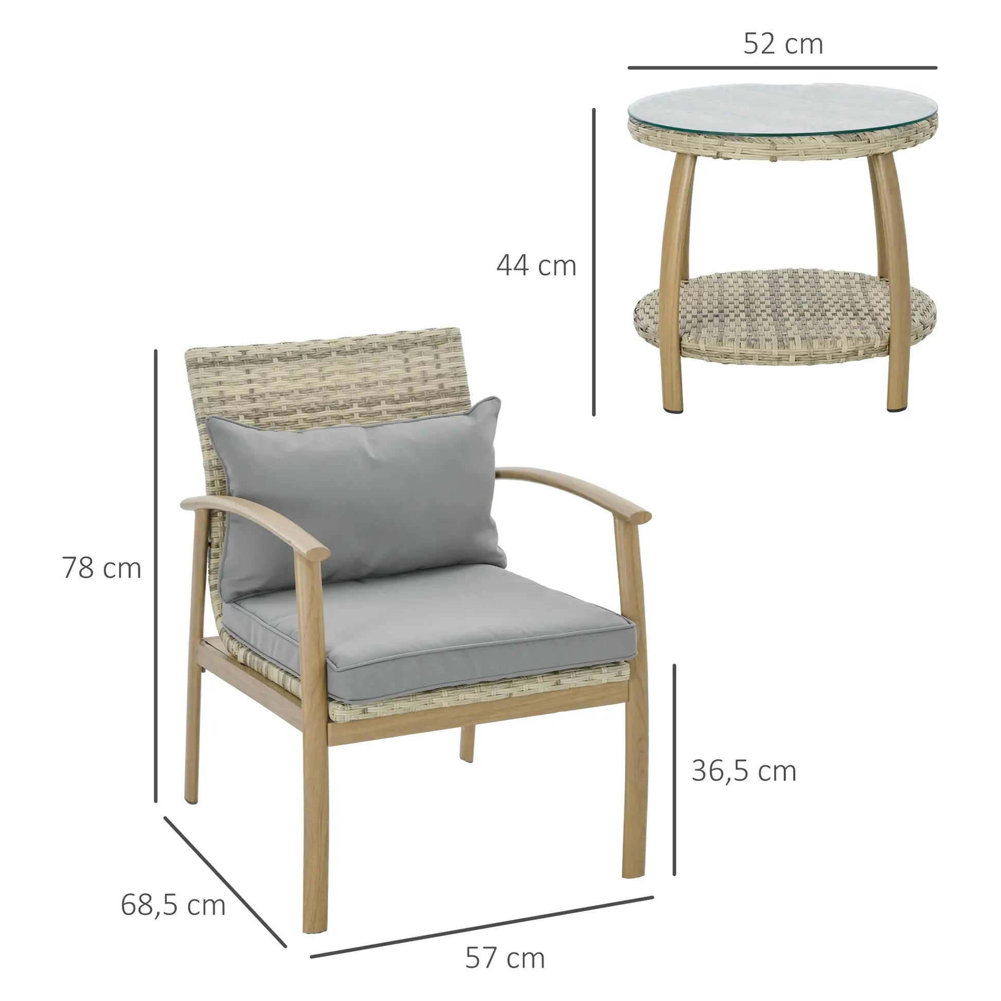 CONJUNTO BISTRÓ RATÁN ATLAS 3 PIEZAS EXTERIOR image 3