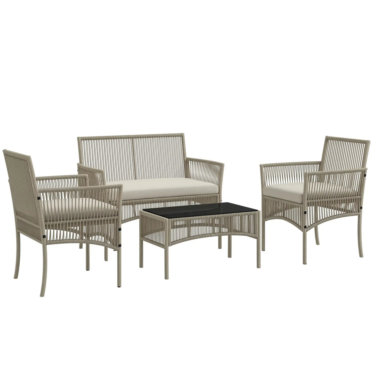 CONJUNTO DE MUEBLES DE TERRAZA DE RATÁN 4 PIEZAS TERRACONFORT CAQUI image 9