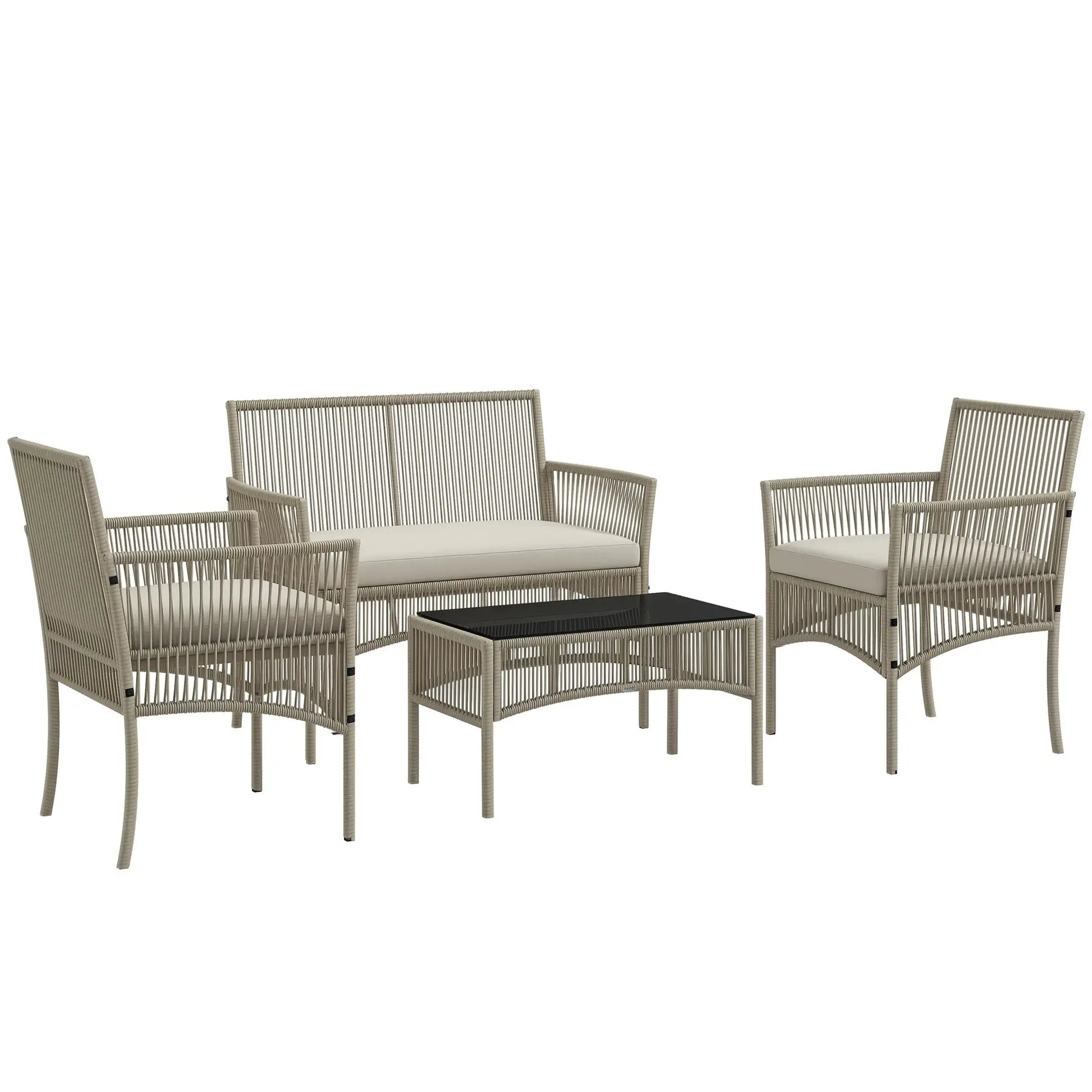 CONJUNTO DE MUEBLES DE TERRAZA DE RATÁN 4 PIEZAS TERRACONFORT CAQUI image 9