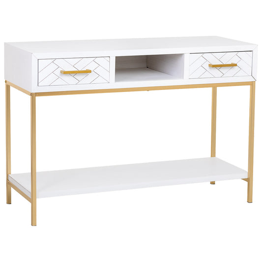 RECIBIDOR MARTA BLANCO CON 2 CAJONES DE MADERA Y METAL image 0