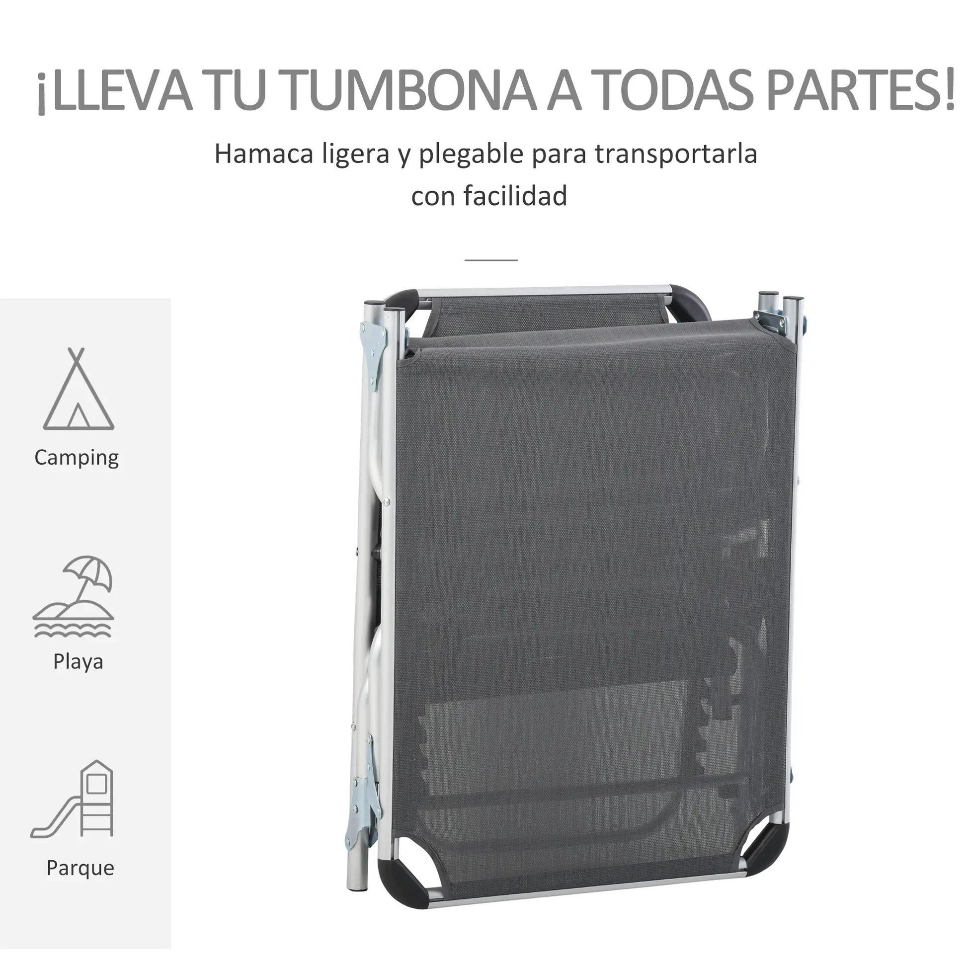 TUMBONA DE JARDÍN PLEGABLE RECLINABLE ALU RELAX PRO GRIS image 2