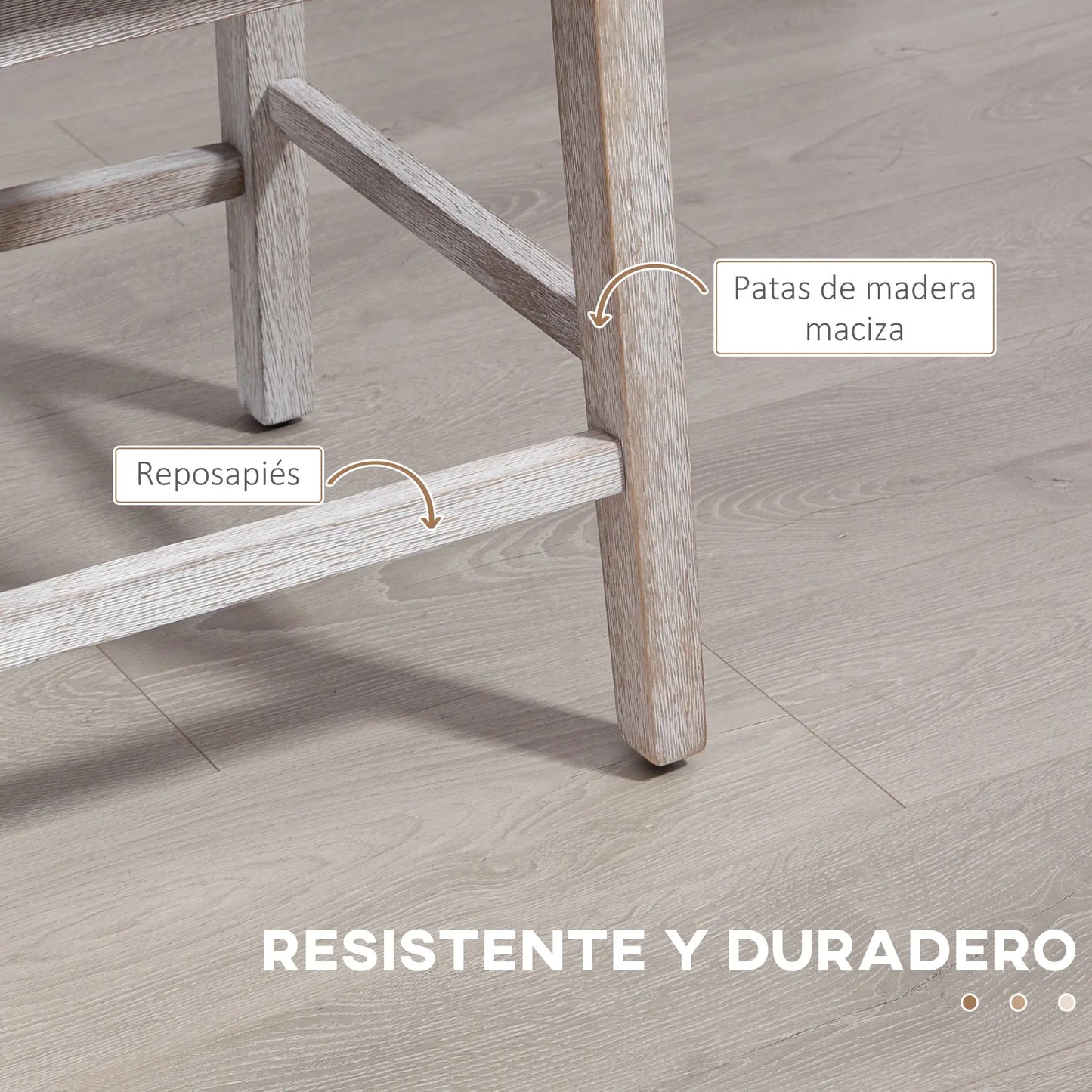 🪑 Juego de 2 Taburetes de Bar con Respaldo Giratorio 180° – Tapizados en Tela Gris con Patas de Madera de Caucho