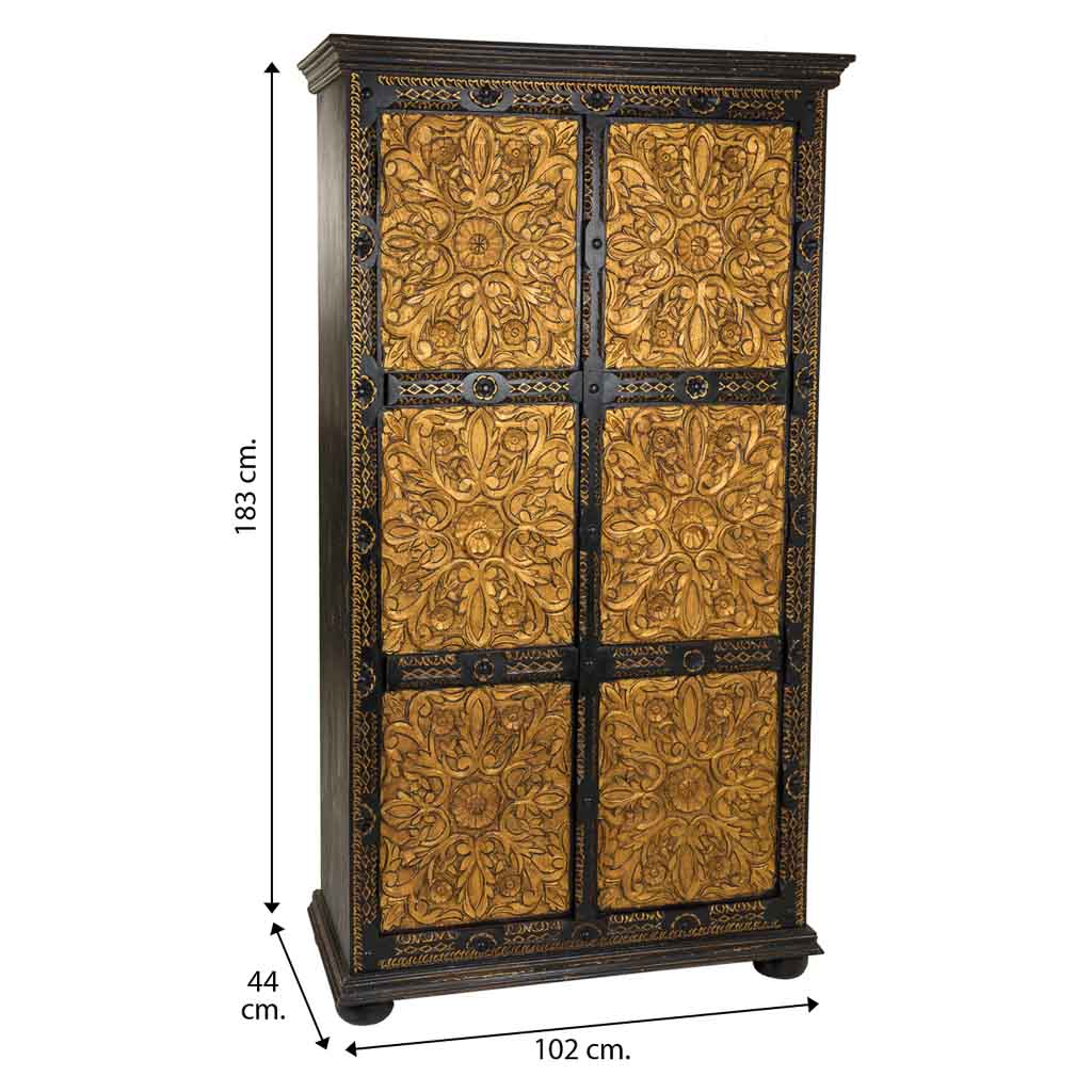 ARMARIO DALIAN ARTESANAL DE MADERA TALLADA ORO VIEJO image 2