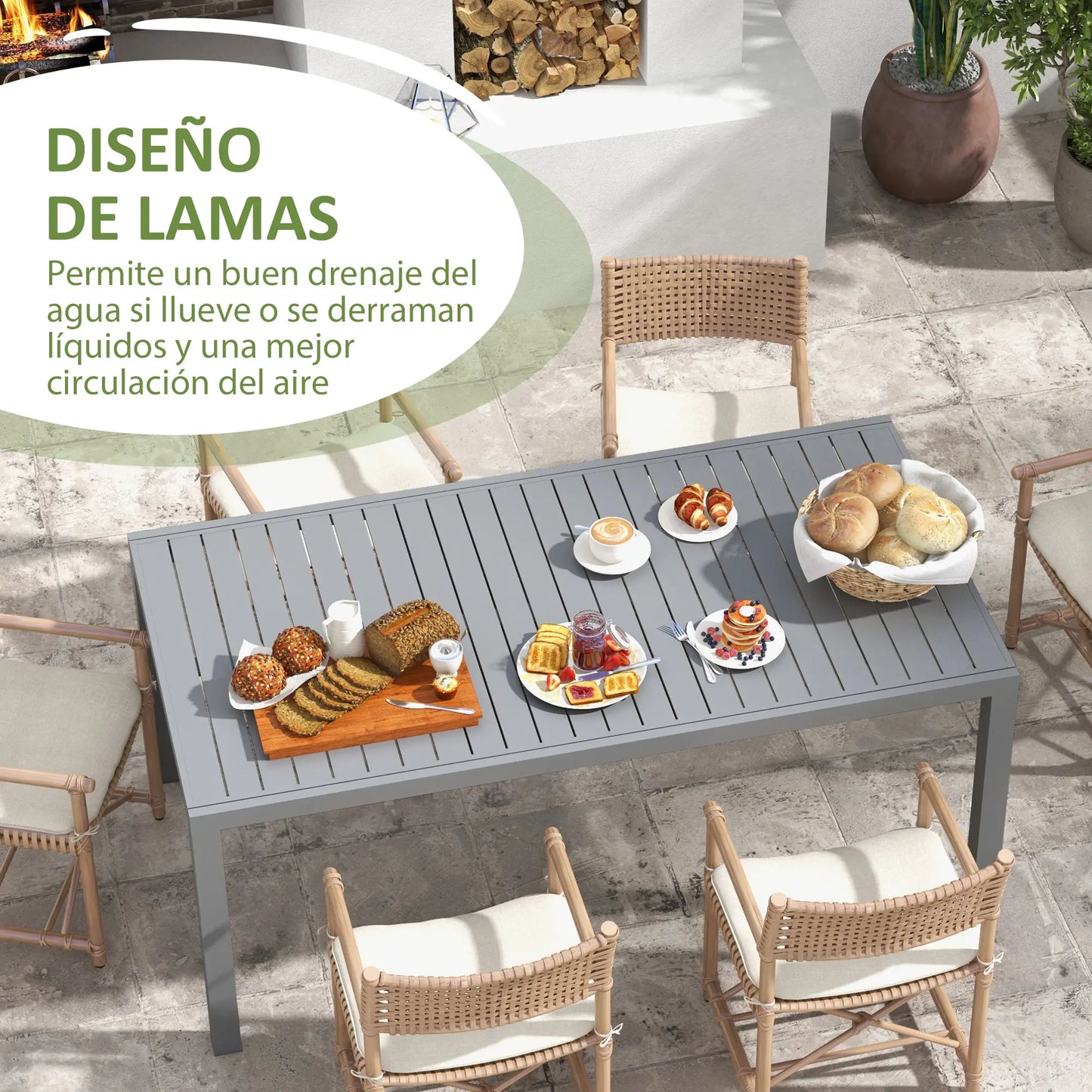 MESA DE COMEDOR EXTERIOR EXTENSIBLE ATENAS 180/240 CM image 8