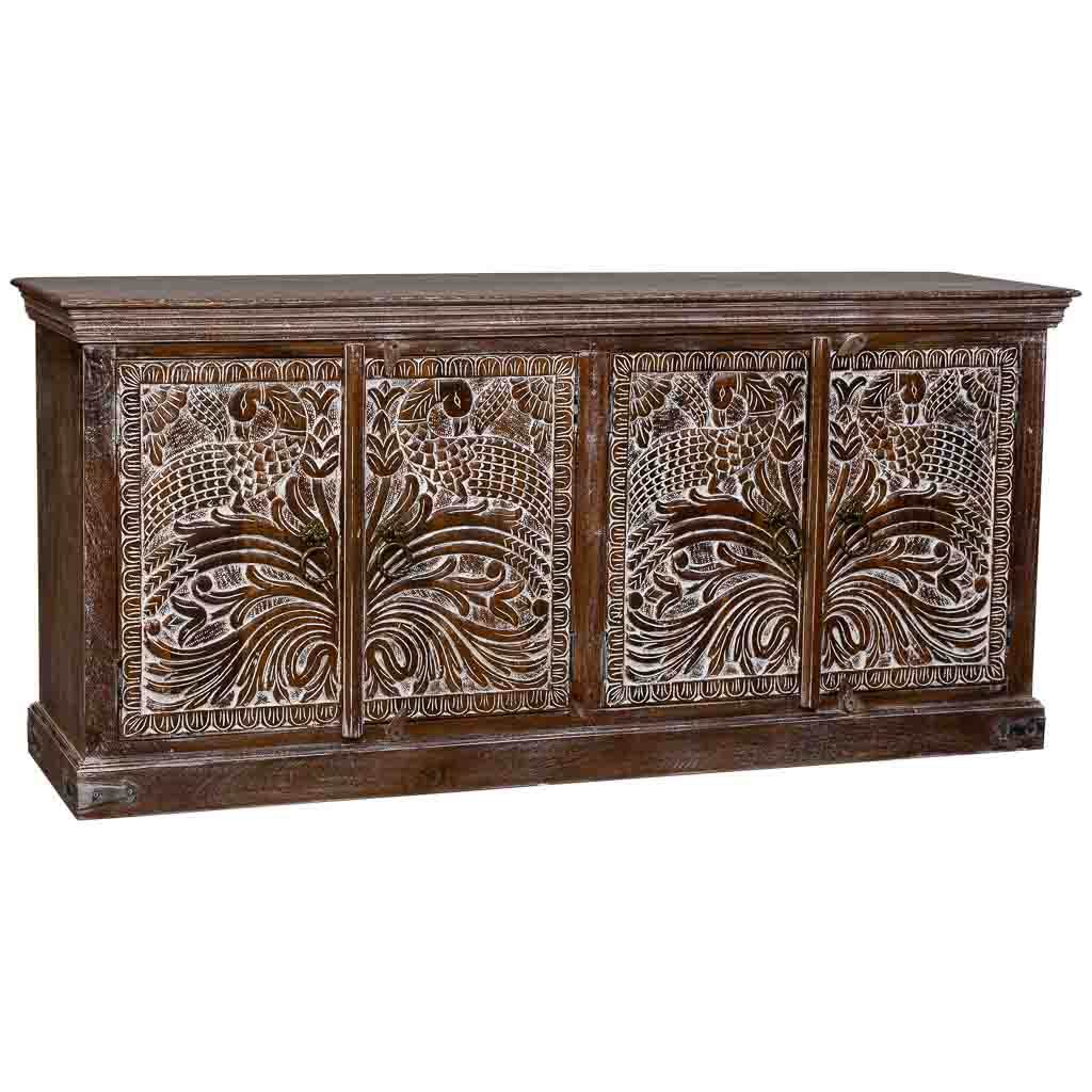 APARADOR AKI DE MADERA ARTESANAL CON 4 PUERTAS MARRÓN image 0