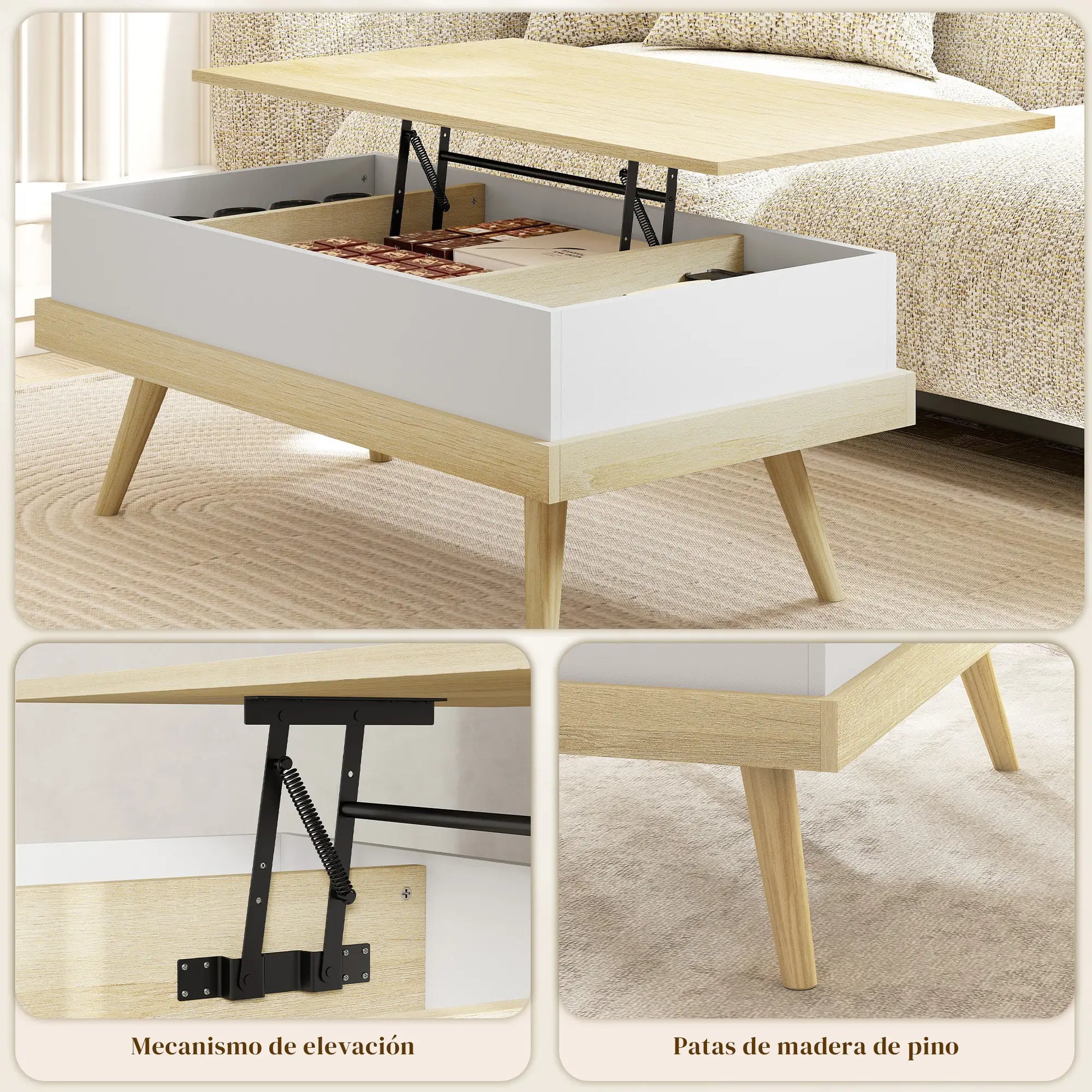 MESA DE CENTRO ELEVABLE NORDIC STORAGE image 1