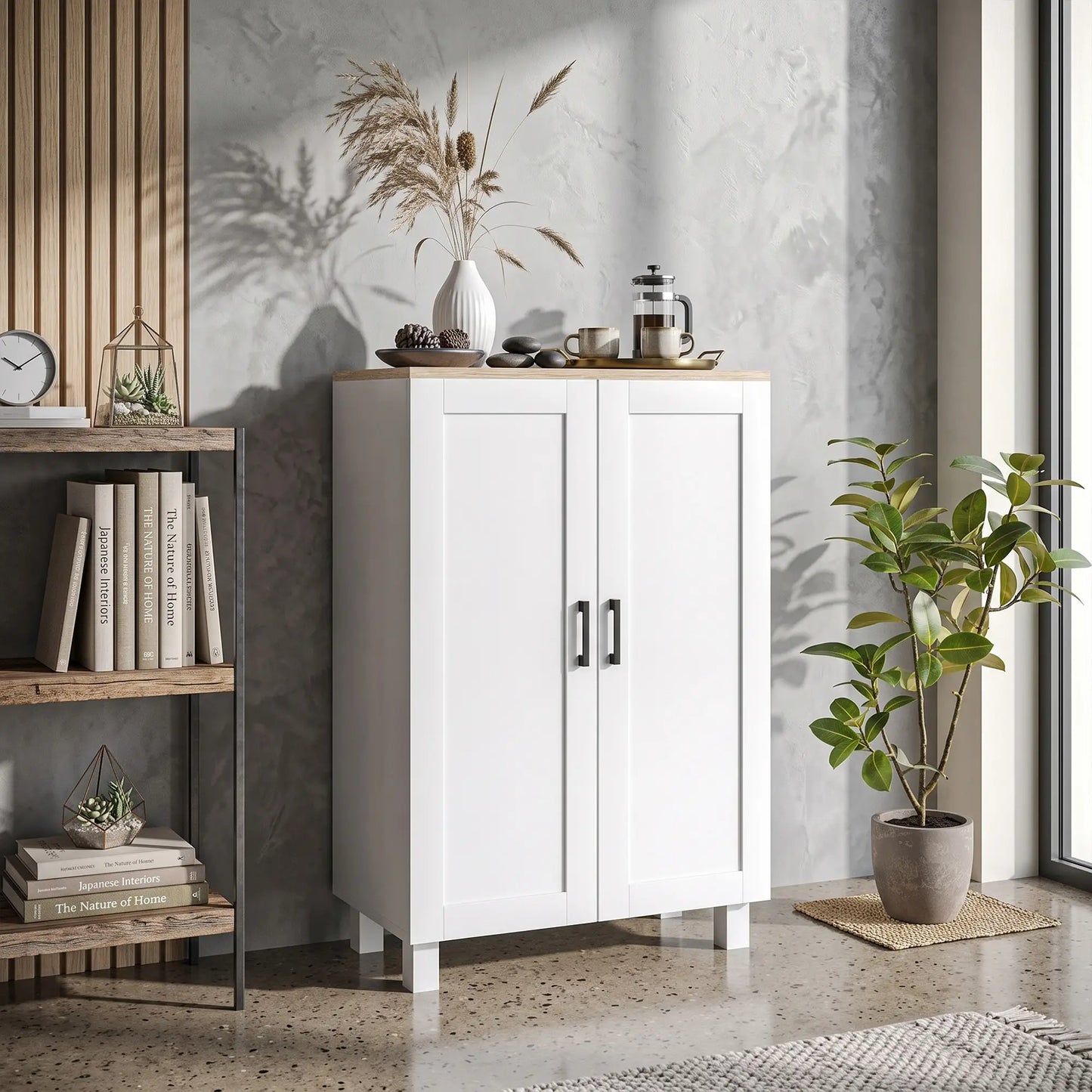 🗄️ MUEBLE AUXILIAR MODERNO 60 CM CON 2 PUERTAS Y ESTANTE AJUSTABLE – BLANCO O NEGRO
